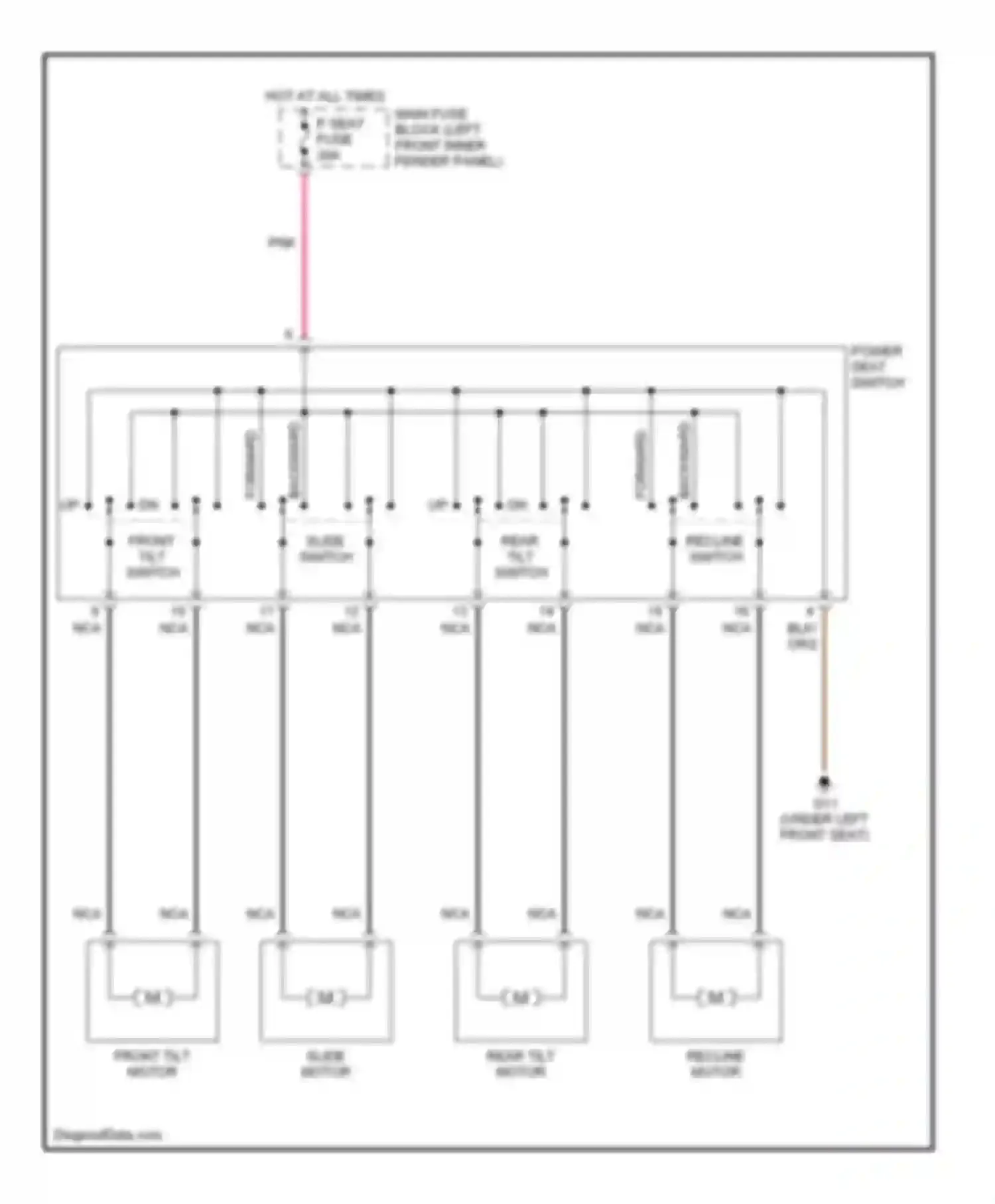 Wiring diagram recline switch for Mazda 6 GG (2002-2005) (1 of 1)