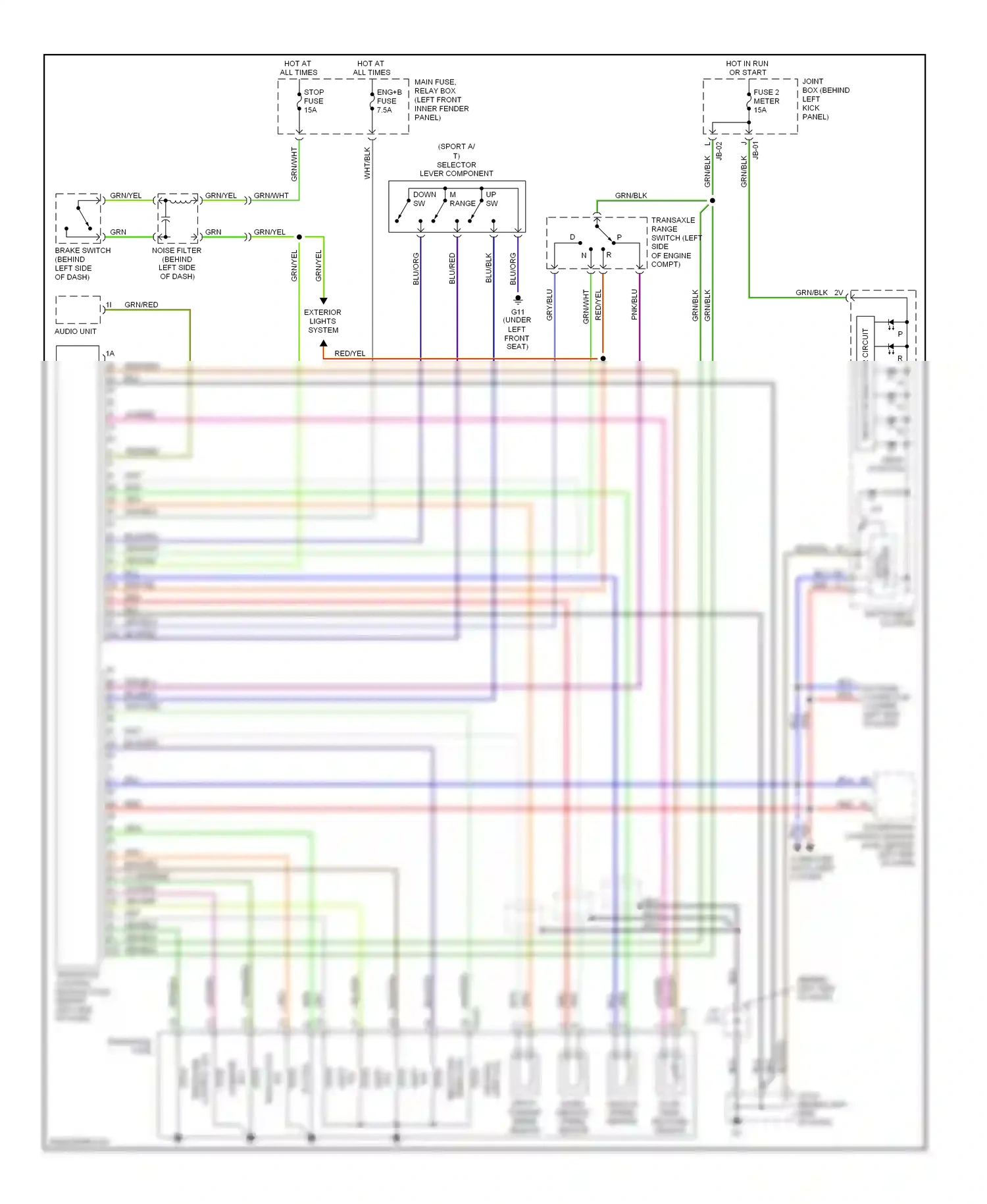 Mazda 6 GG (2002-2005) transaxle range switch (left side of engine compt) wiring diagram  (1 of 1)