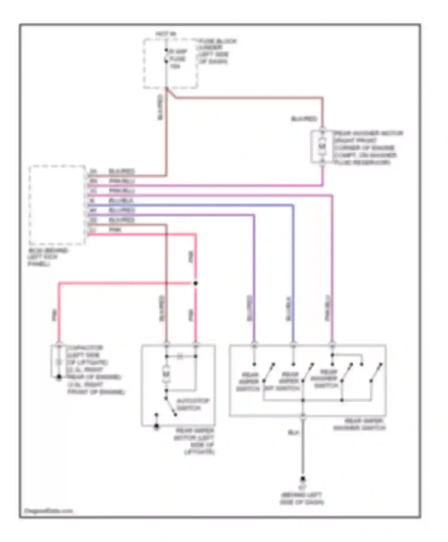6 Mazda GH (2007-2009): Rear wiper/washer circuit