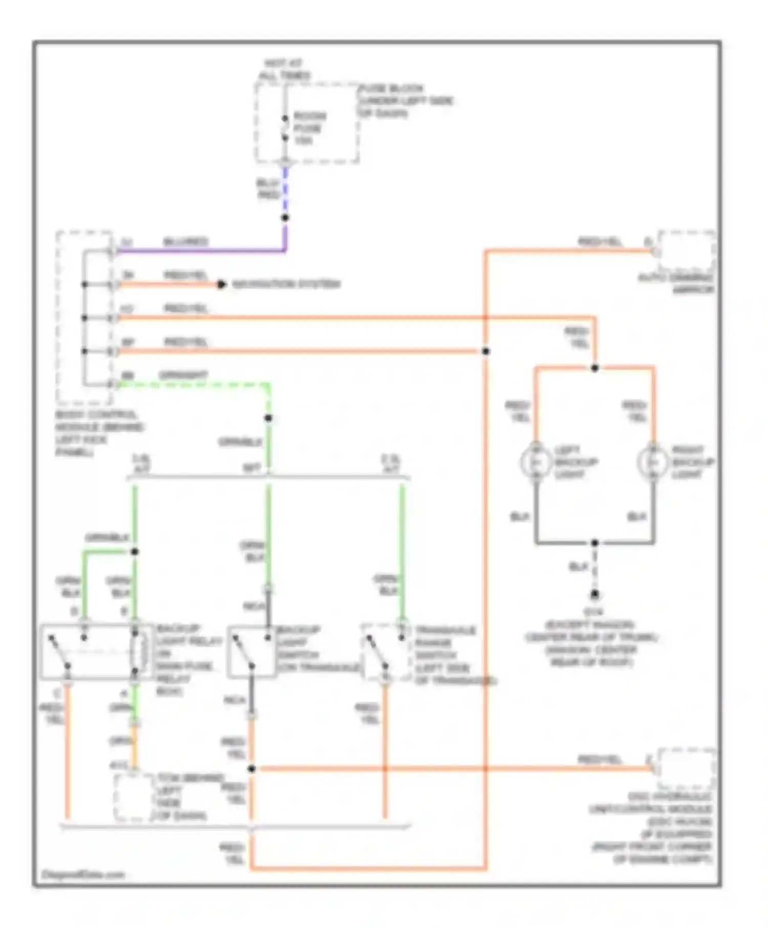 Wiring diagram right backup light for Mazda 6 GH (2007-2009) (1 of 1)