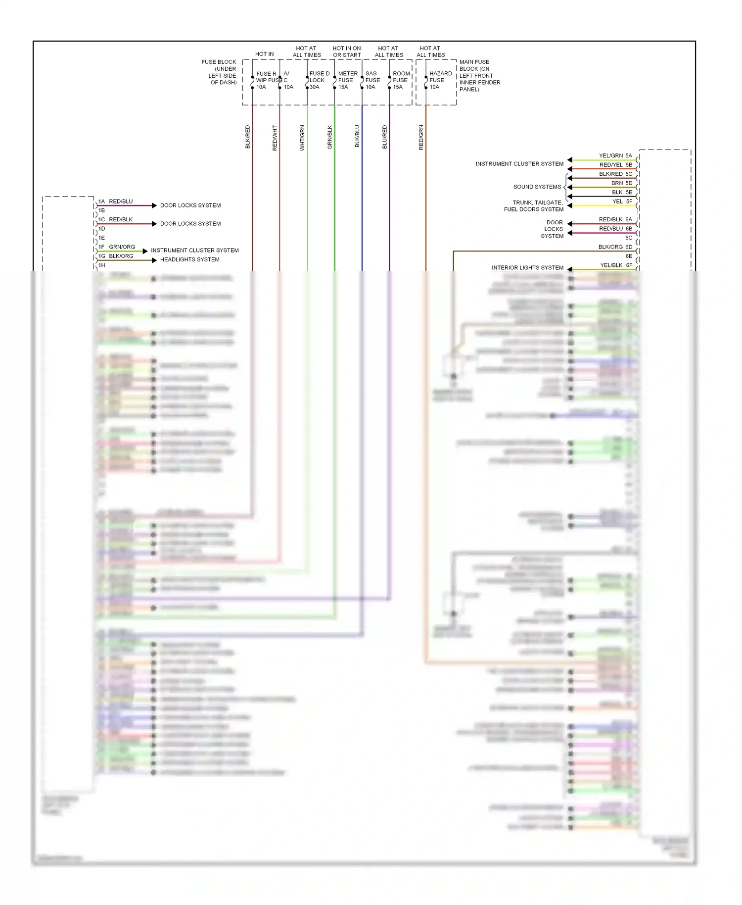 Mazda 6 GH (2007-2009) trunk, tailgate, fuel doors system wiring diagram  (1 of 2)