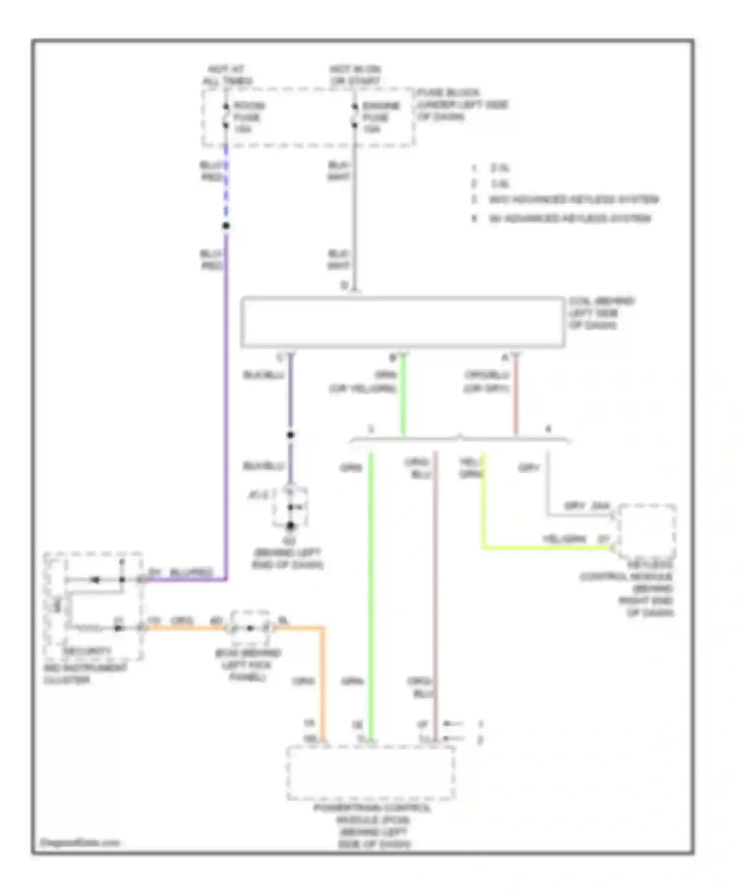 Wiring diagram w/o advanced keyless system w/ advanced keyless system for Mazda 6 GH (2007-2009) (1 of 1)