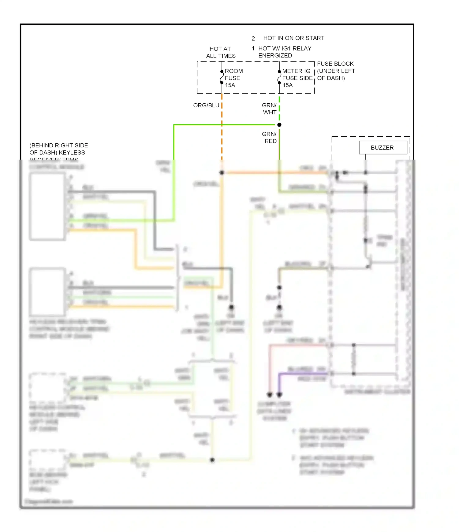 Mazda 6 GJ (2012-2015) keyless receiver/ tpms control module (behind right side of dash) wiring diagram  (1 of 1)