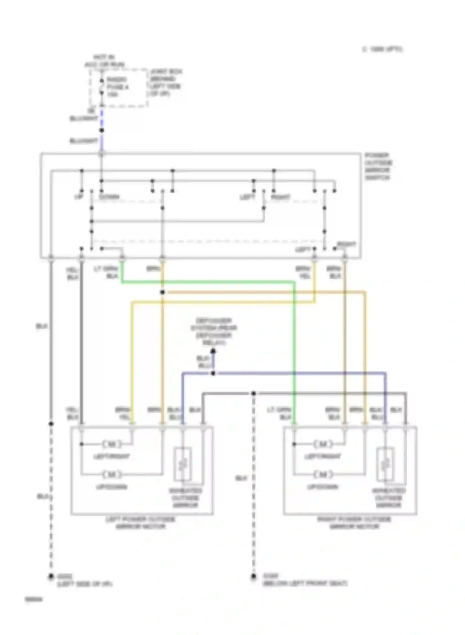 626 Mazda GD (1987-1996): Power mirror circuit