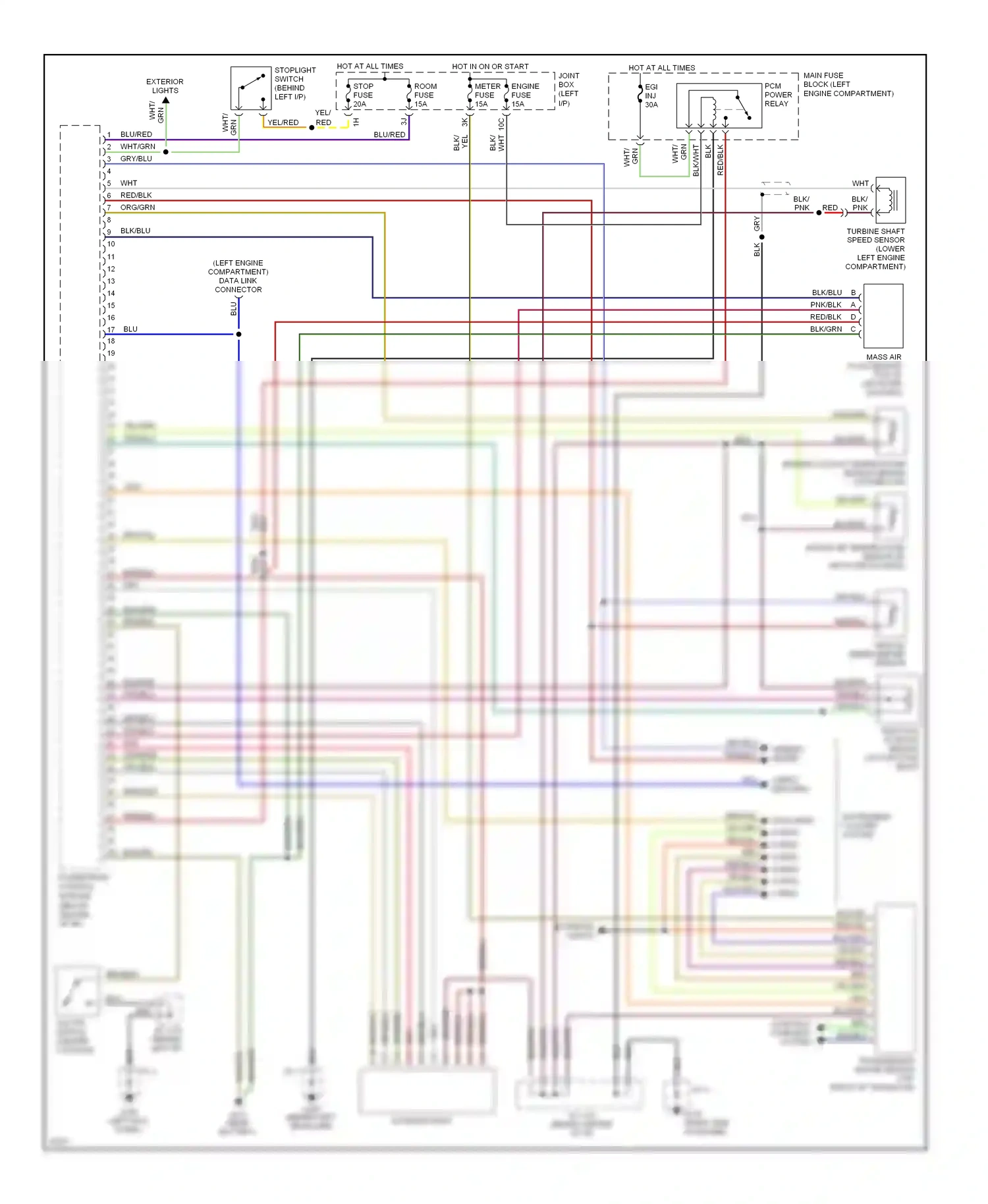 Mazda 626 GE (1991-1997) (left engine compartment) data link connector wiring diagram  (1 of 1)