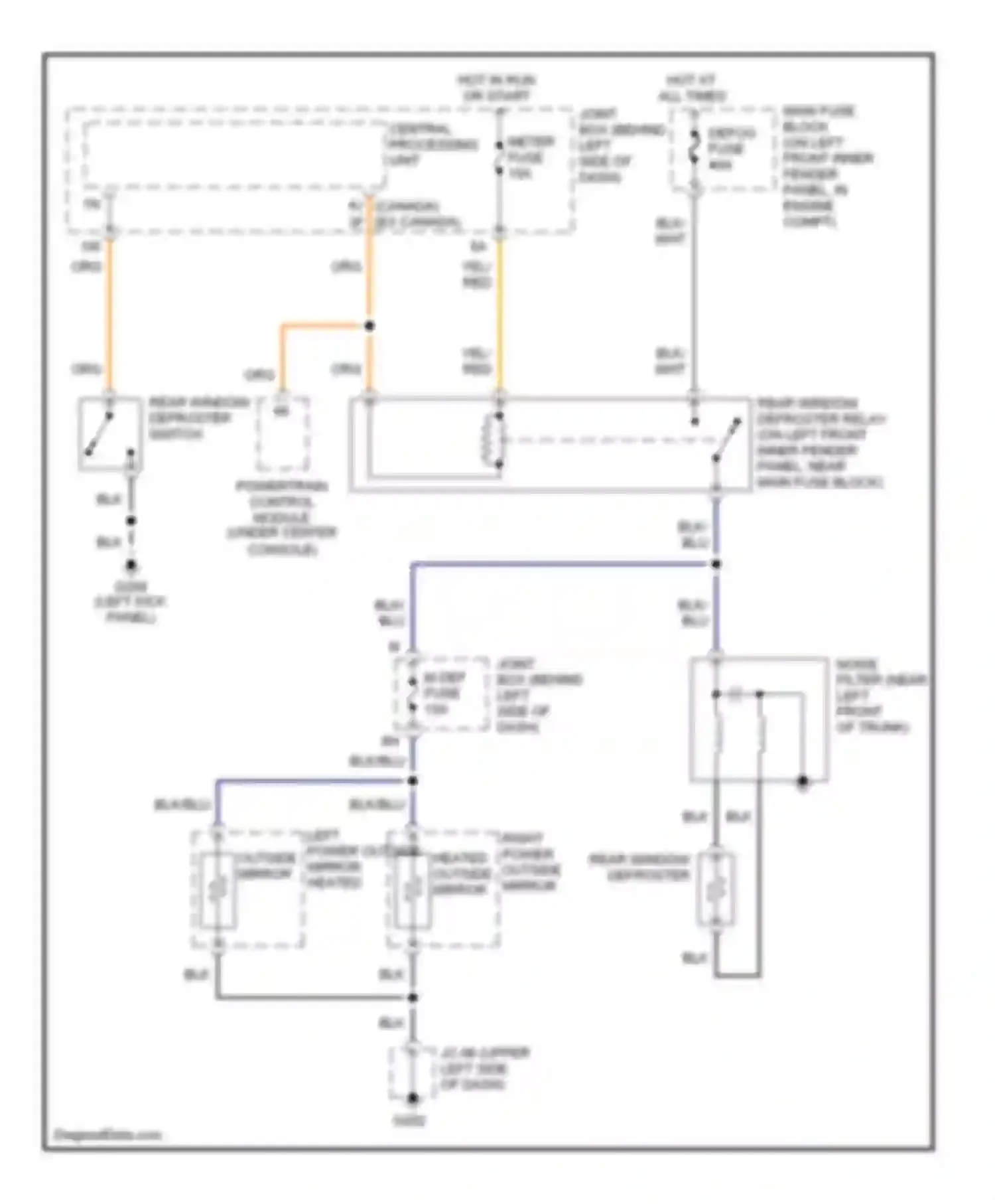 626 Mazda GF (1997-2002): Defogger circuit