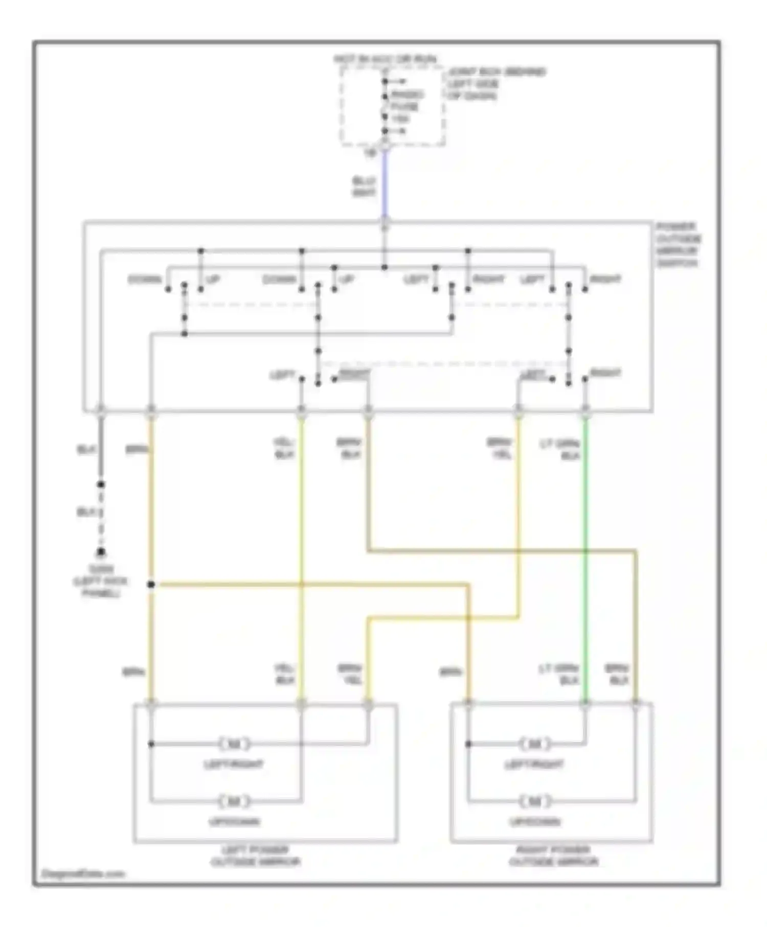 626 Mazda GF (1997-2002): Power mirror circuit