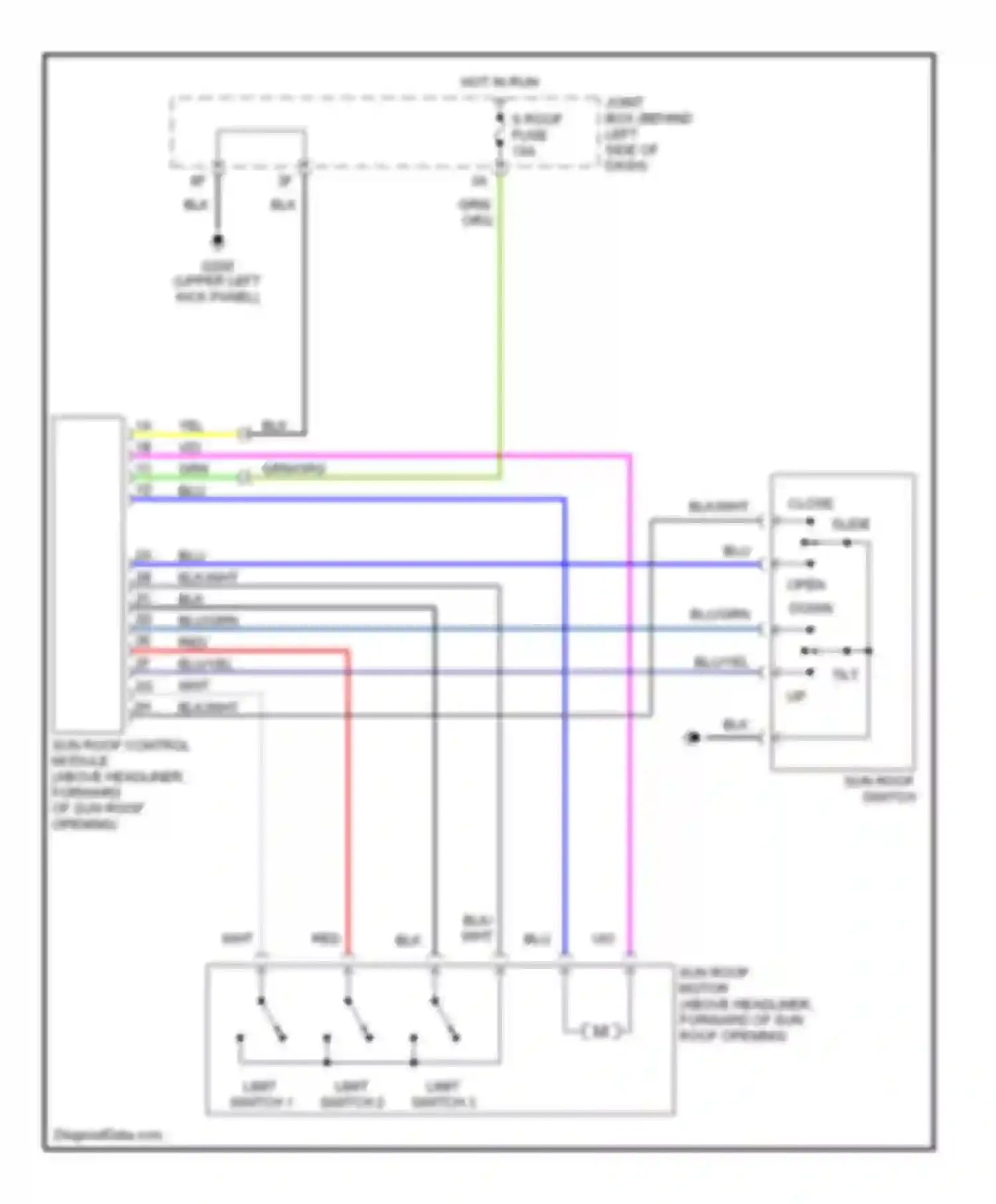 626 Mazda GF (1997-2002): Power top/sunroof circuits
