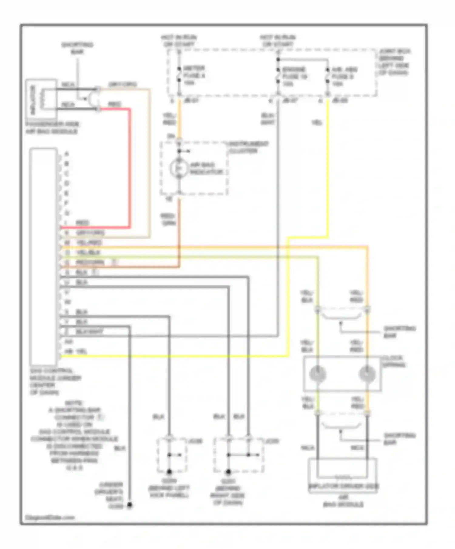 626 Mazda GF (1997-2002): Supplemental restraint circuit, without side airbag