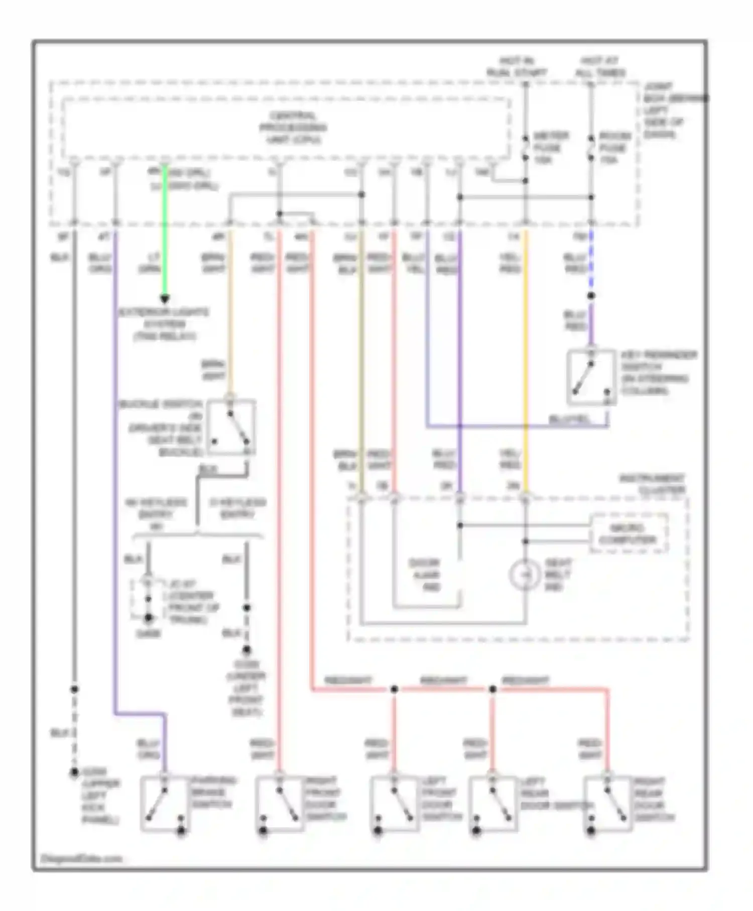 626 Mazda GF (1997-2002): Warning system circuits