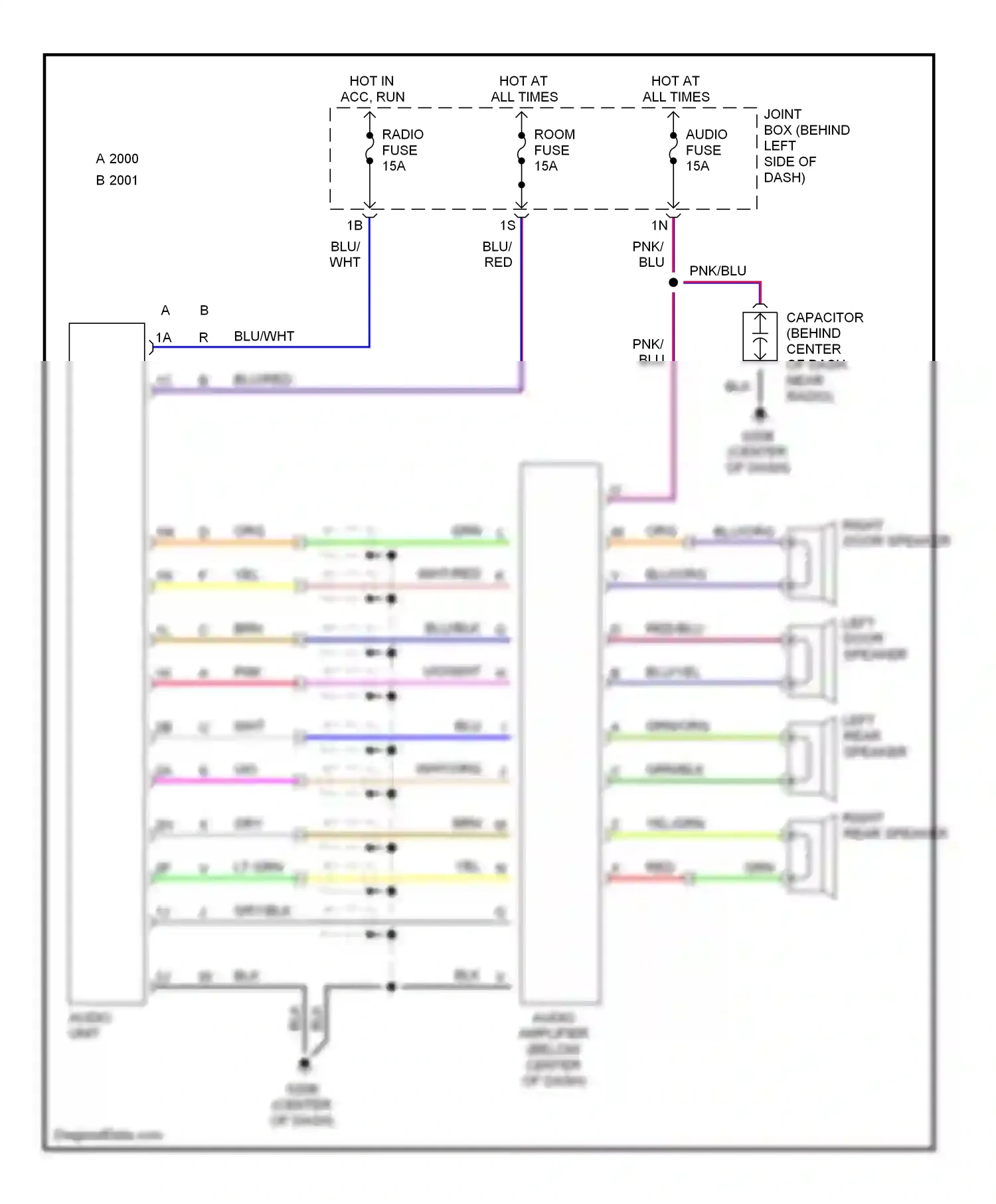 Mazda 626 GF (1997-2002) blu/org wiring diagram  (5 of 10)