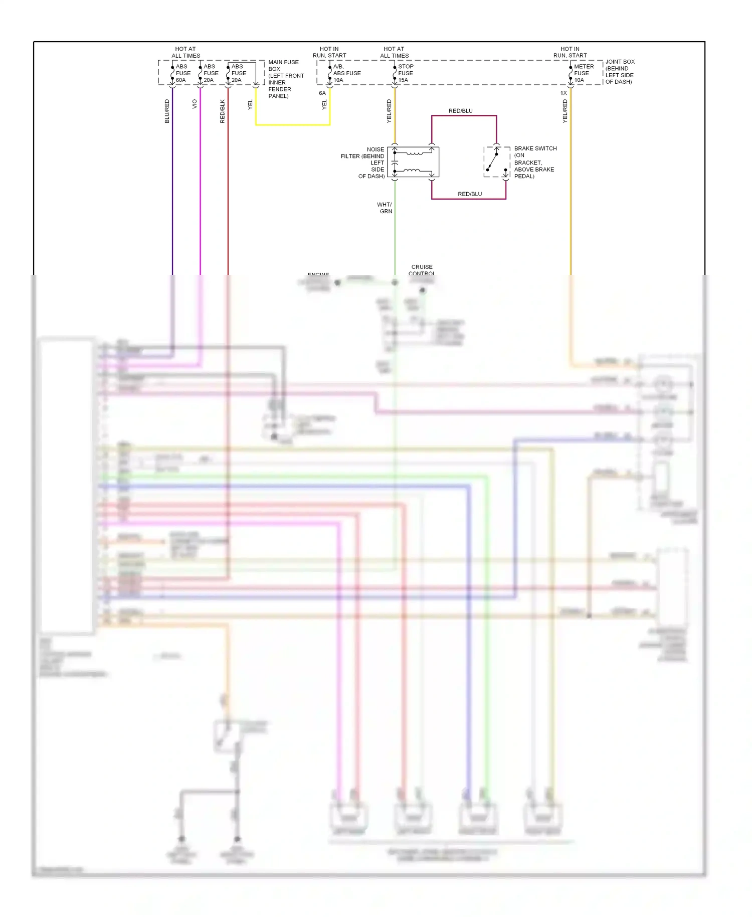 Mazda 626 GF (1997-2002) (left kick panel) wiring diagram  (1 of 12)
