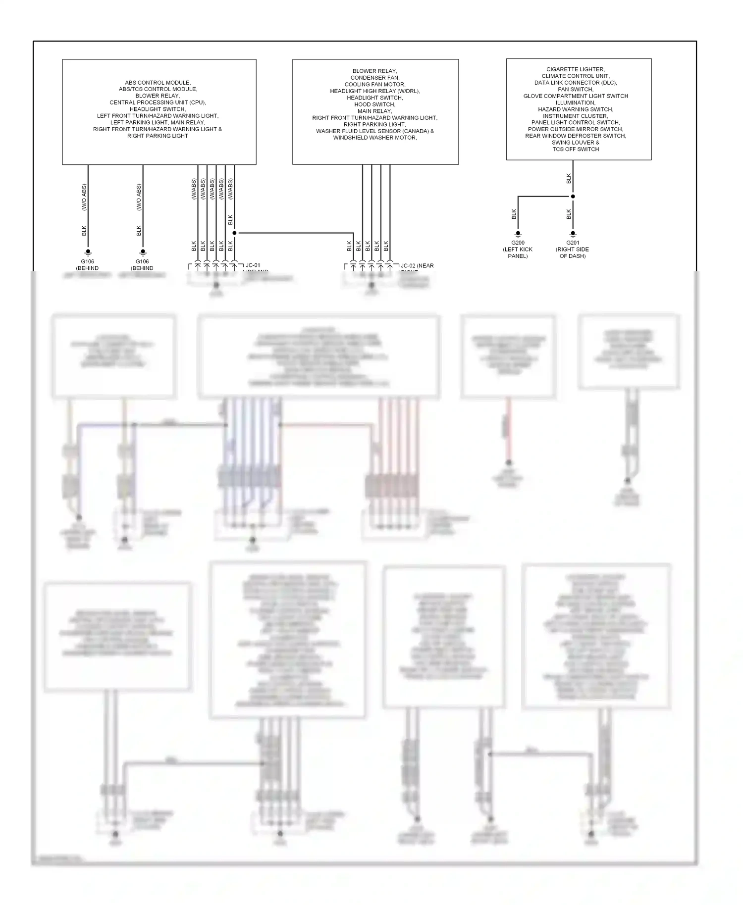 Mazda 626 GF (1997-2002) (left kick panel) wiring diagram  (6 of 12)