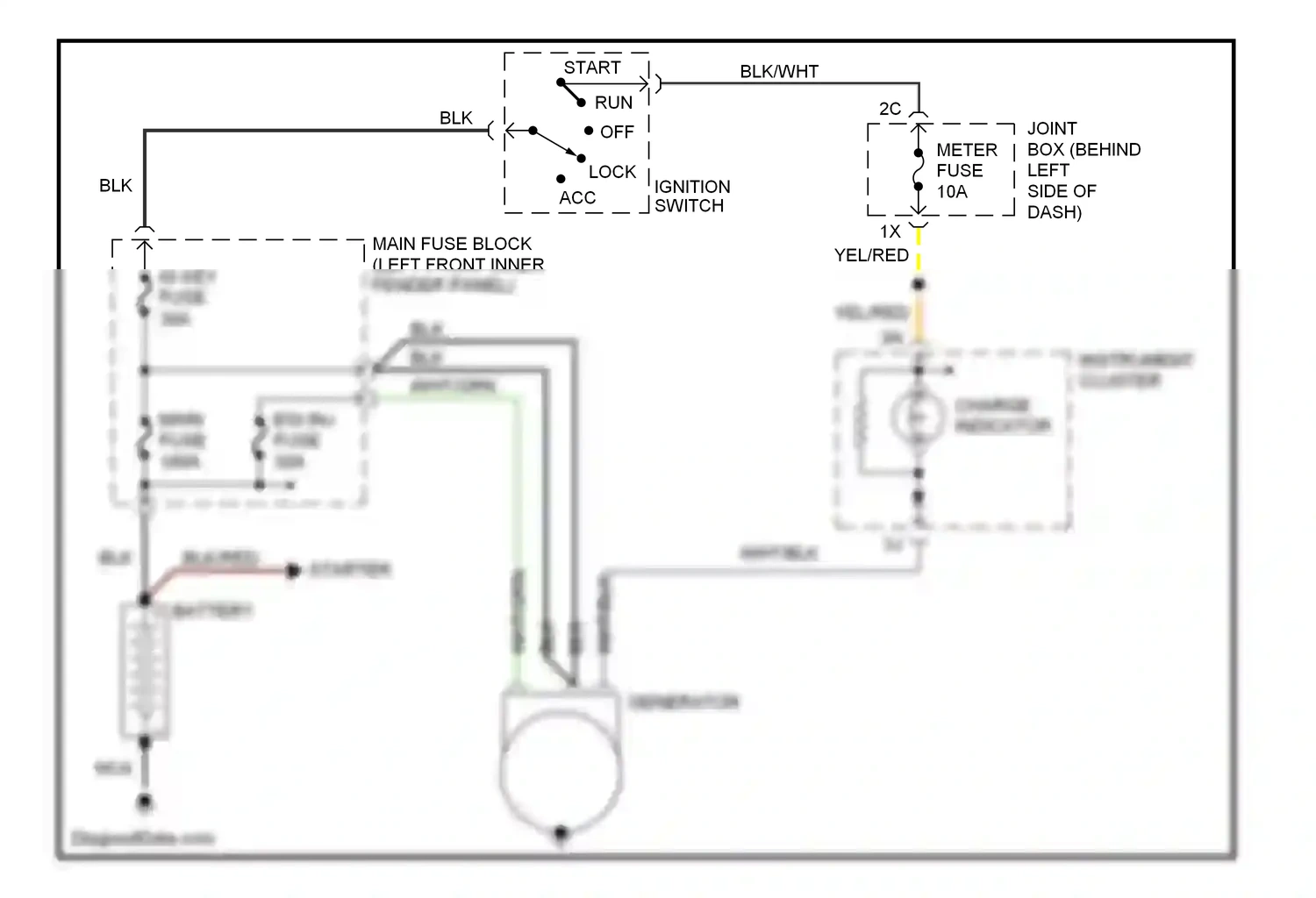 Mazda 626 GF (1997-2002) lock ignition switch wiring diagram  (1 of 1)