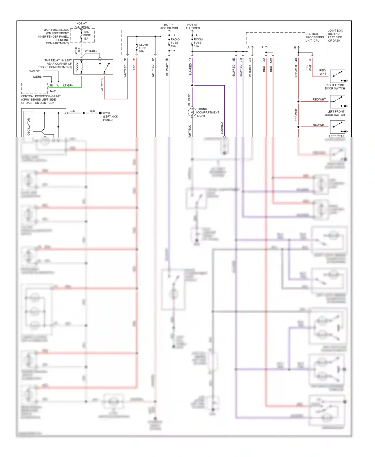 Mazda 626 GF (1997-2002) panel light control switch wiring diagram  (1 of 1)