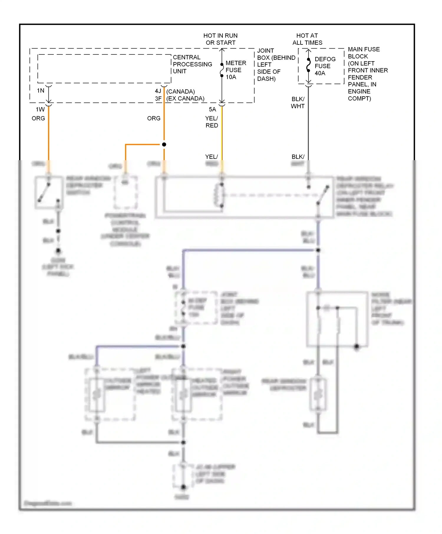 Mazda 626 GF (1997-2002) powertrain control module (under center console) wiring diagram  (8 of 9)