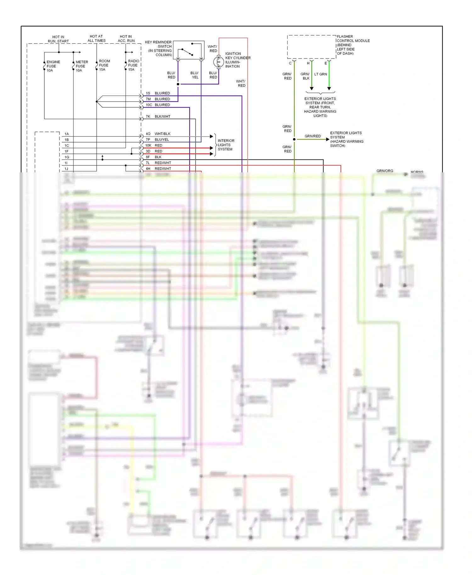 Mazda 626 GF (1997-2002) powertrain control module (under center console) wiring diagram  (4 of 9)