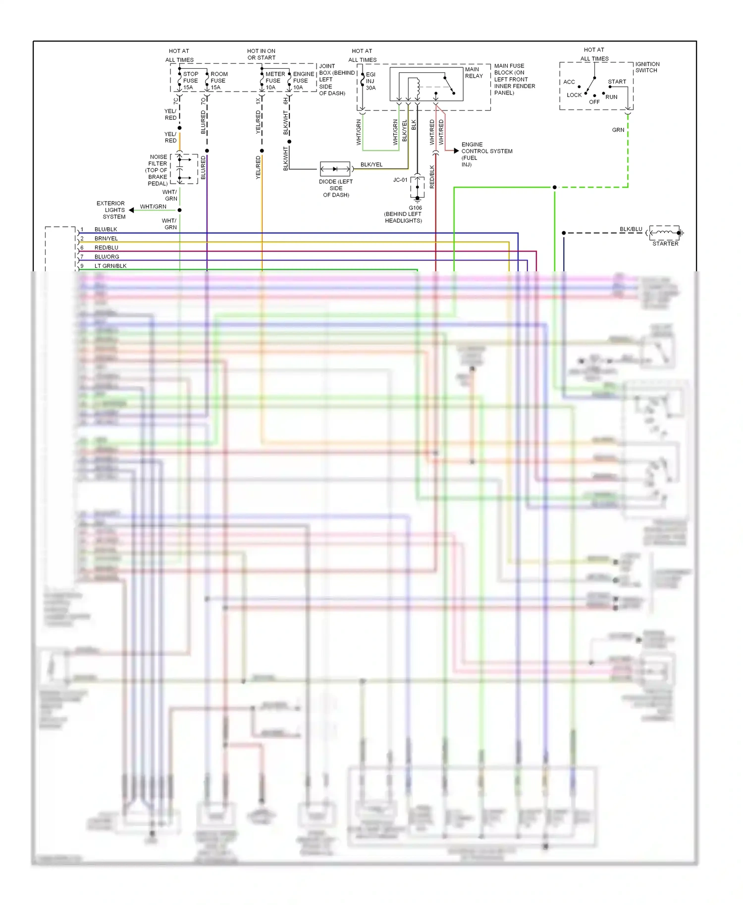Mazda 626 GF (1997-2002) transaxle range switch wiring diagram  (2 of 2)