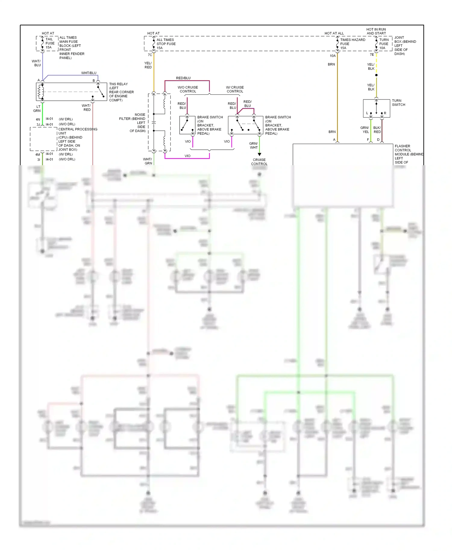 Mazda 626 GF (1997-2002) (upper left kick panel) (left kick panel) wiring diagram  (1 of 1)