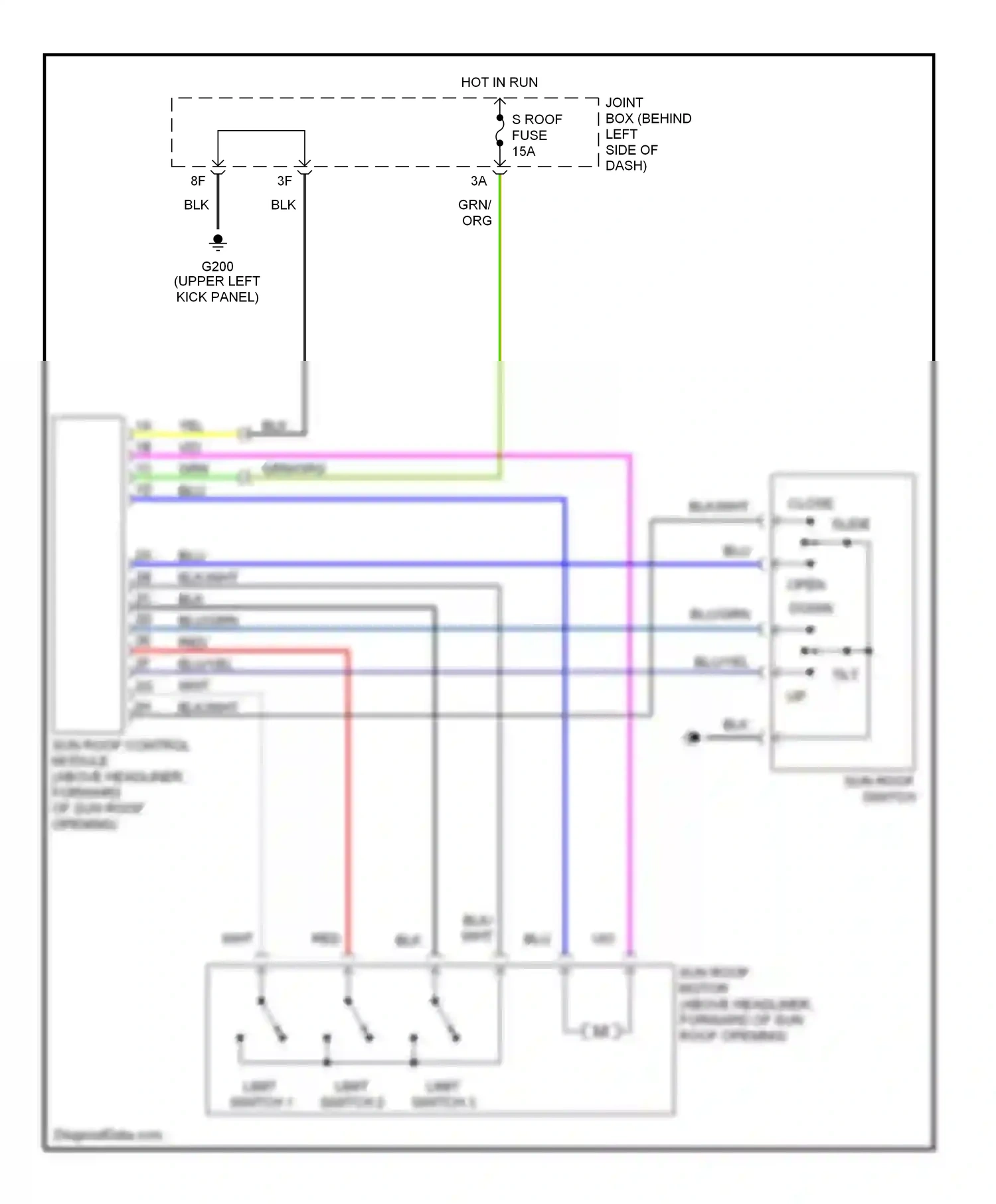 Mazda 626 GF (1997-2002) (upper left kick panel) wiring diagram  (2 of 3)