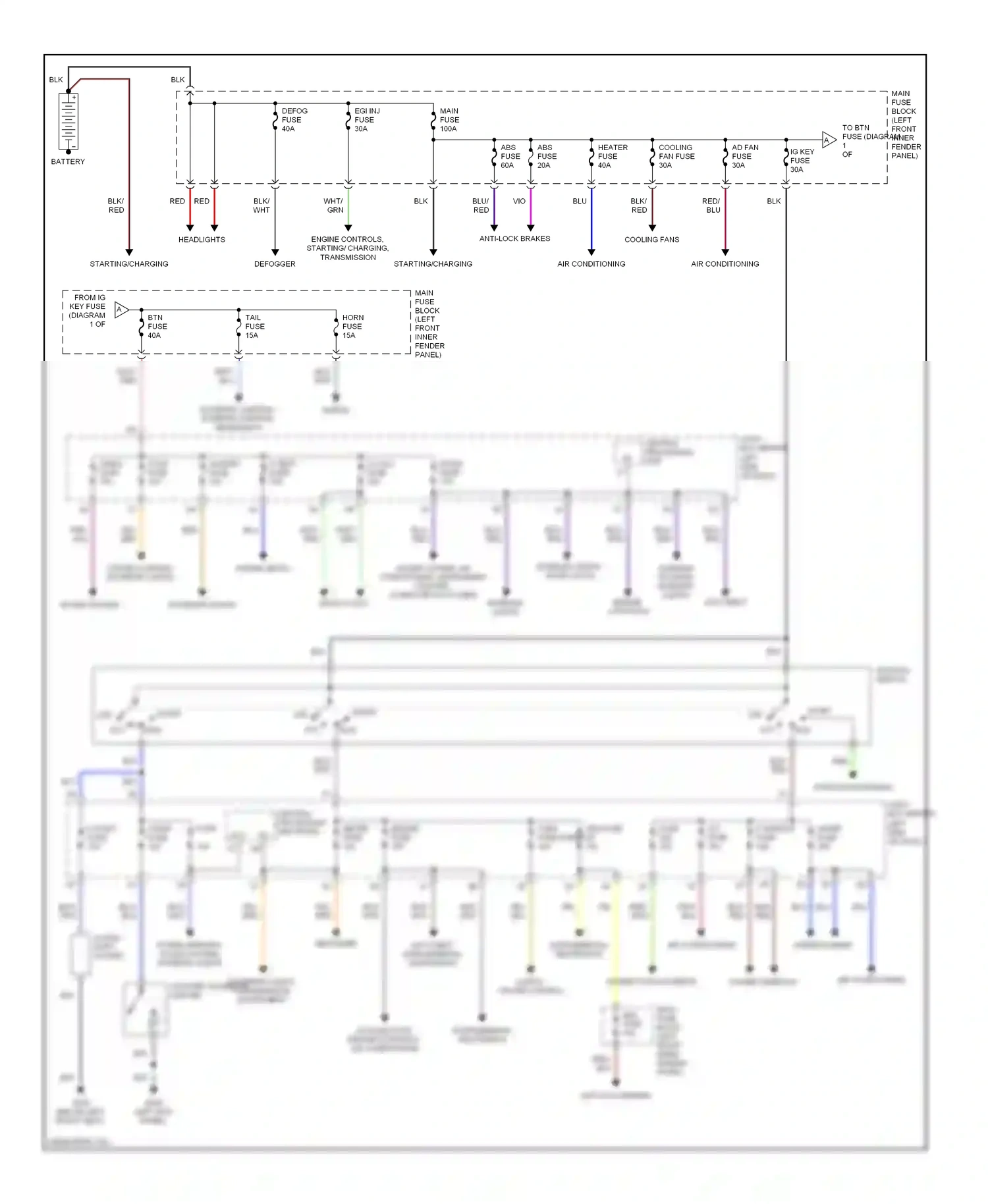 Mazda 626 GF (1997-2002) warning systems wiring diagram  (1 of 1)