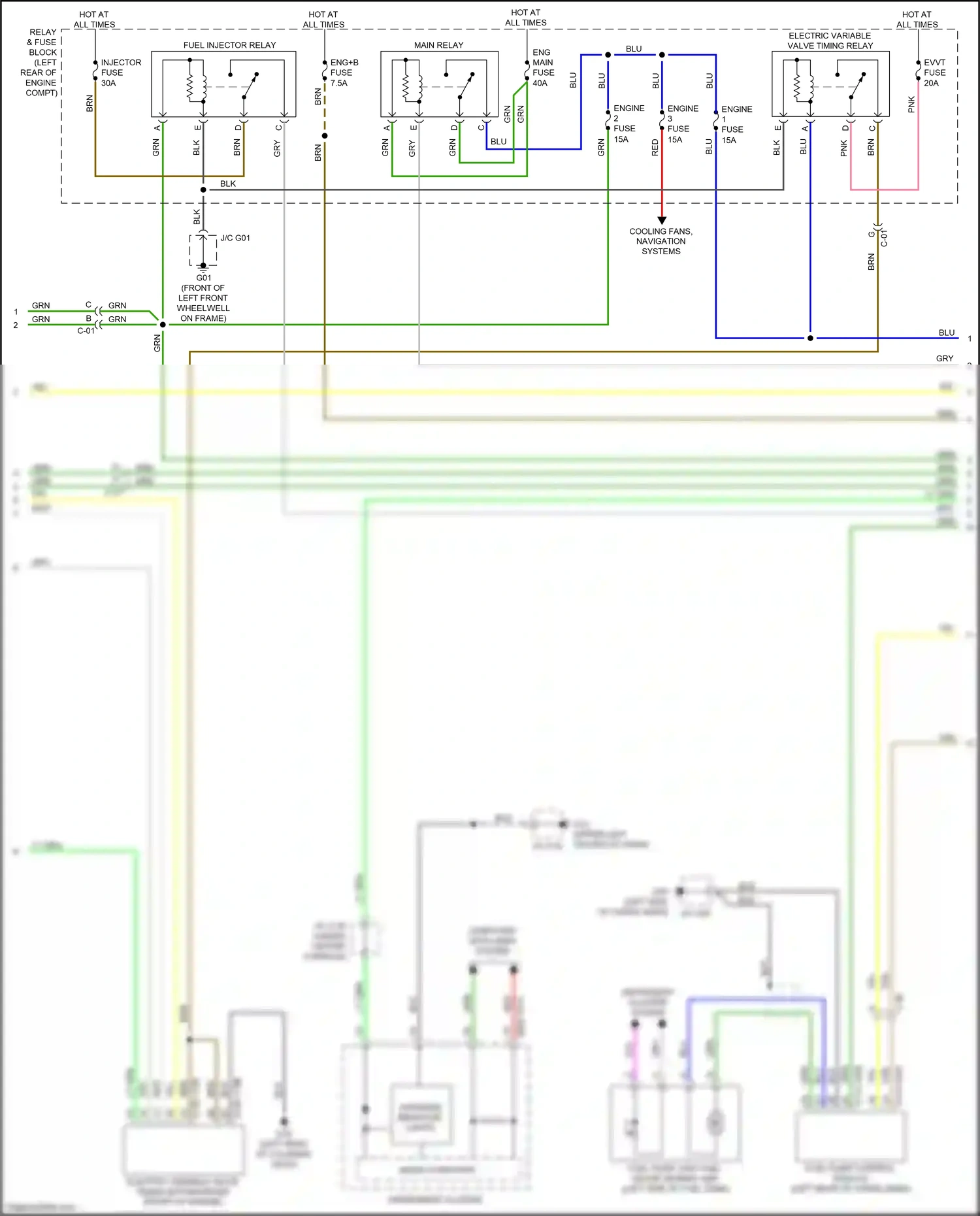 Wiring diagram engine 1 fuse for Mazda CX-3 I facelift (2018-2024) (2 of 2)