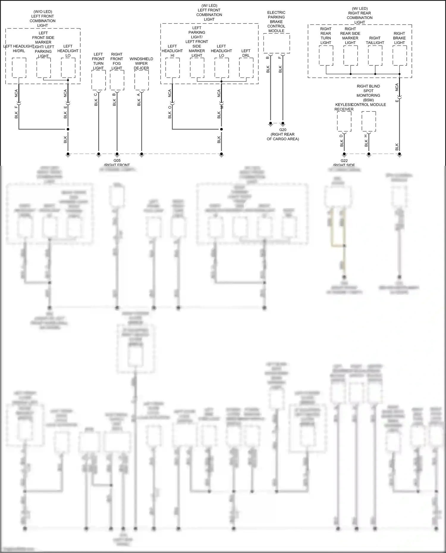 Wiring diagram left power outer mirror for Mazda CX-3 I facelift (2018-2024) (2 of 3)