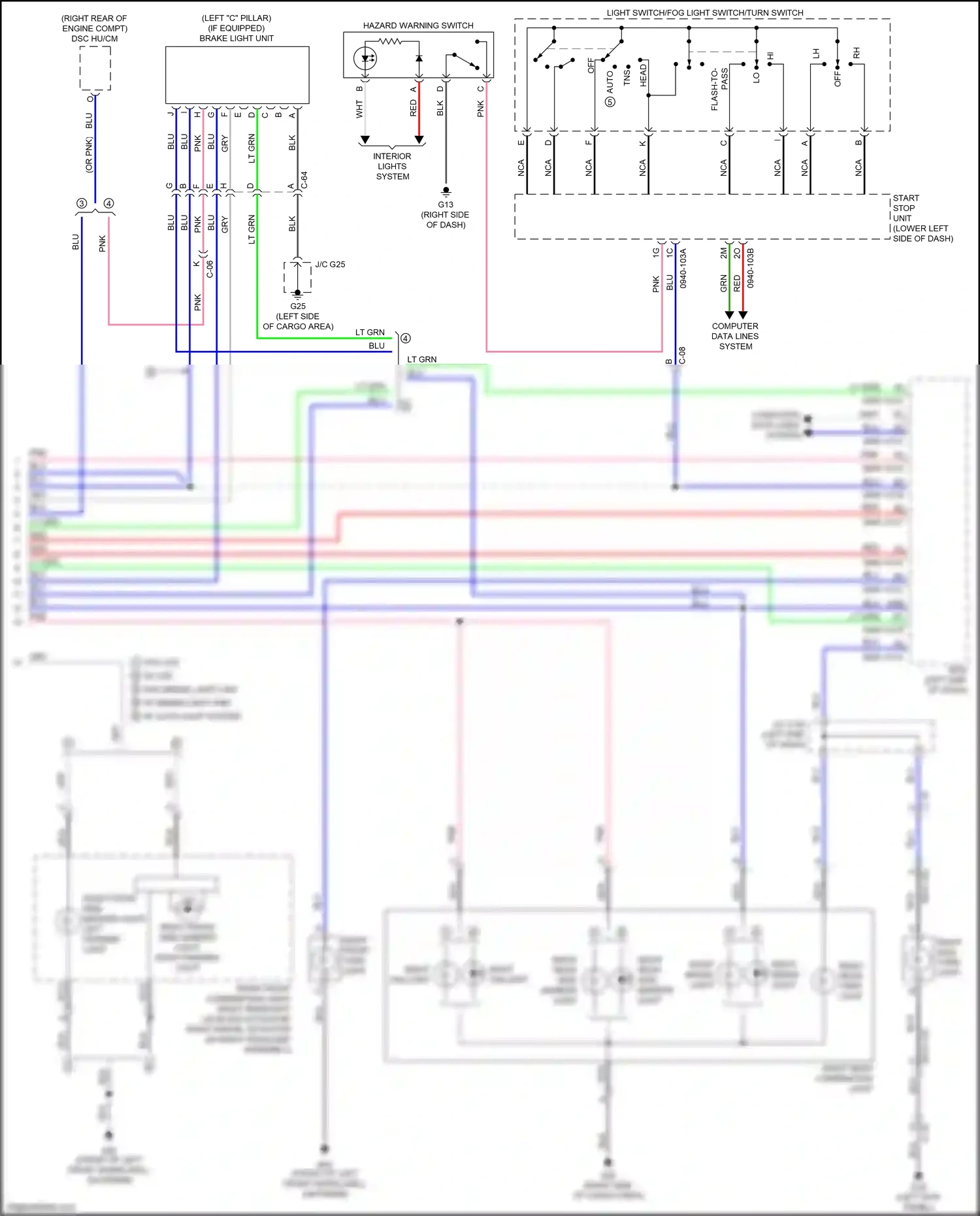 Wiring diagram light switch/fog light switch/turn switch for Mazda CX-3 I facelift (2018-2024) (1 of 1)