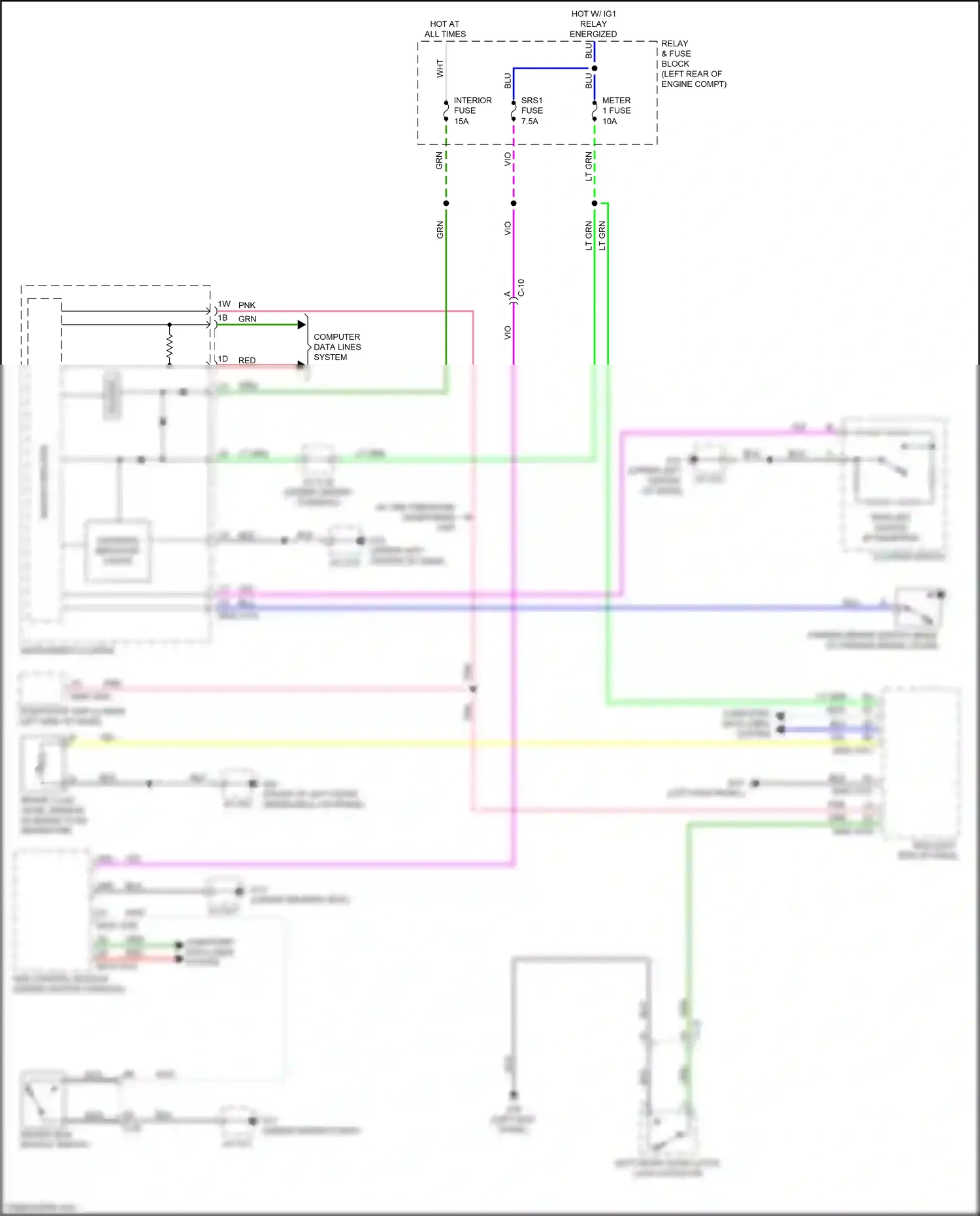 Wiring diagram warning/ indicator lights for Mazda CX-3 I facelift (2018-2024) (10 of 14)