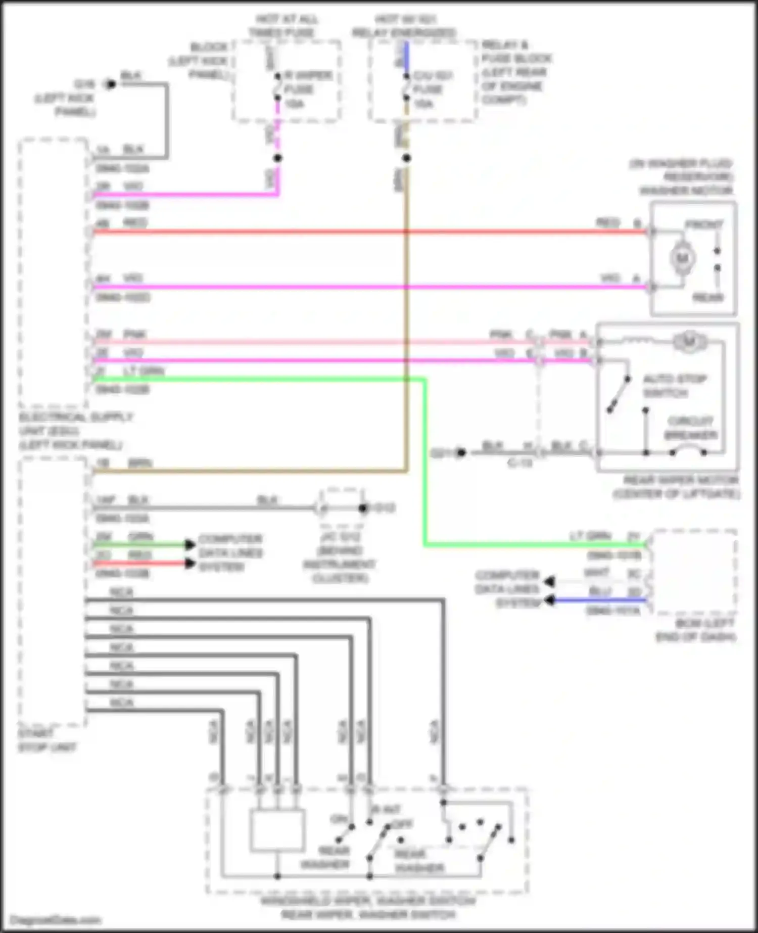 CX-3 Mazda I (2015-2018): Rear wiper/washer circuit