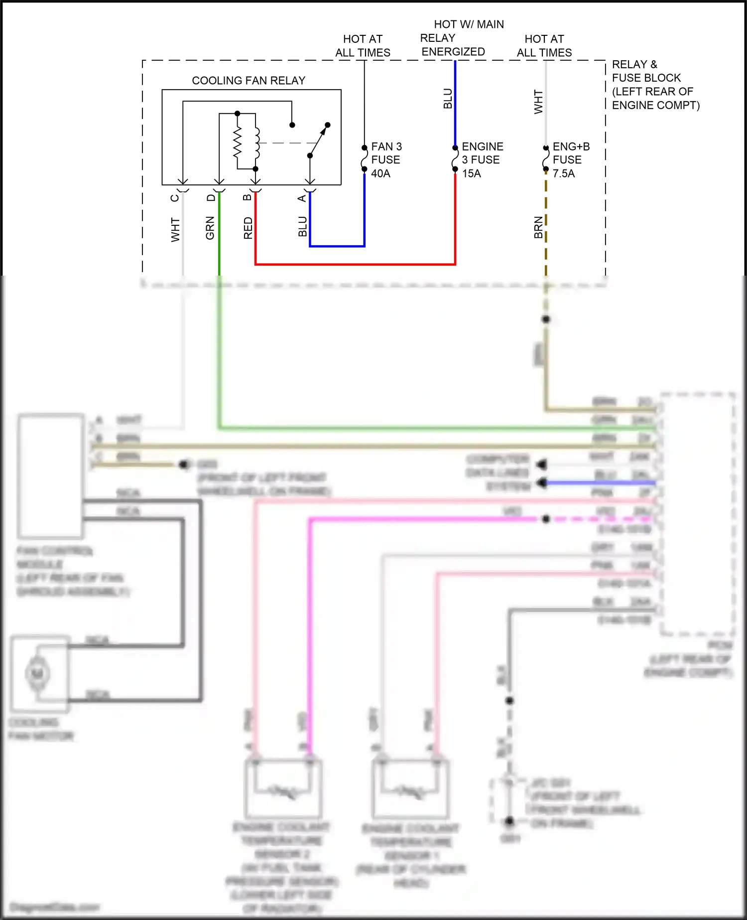 Wiring diagram engine coolant temperature sensor 1 for Mazda CX-3 I (2015-2018) (2 of 4)