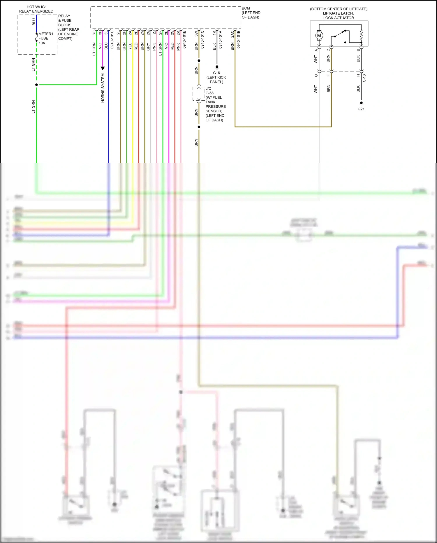 Wiring diagram liftgate latch, lock actuator for Mazda CX-3 I (2015-2018) (1 of 3)