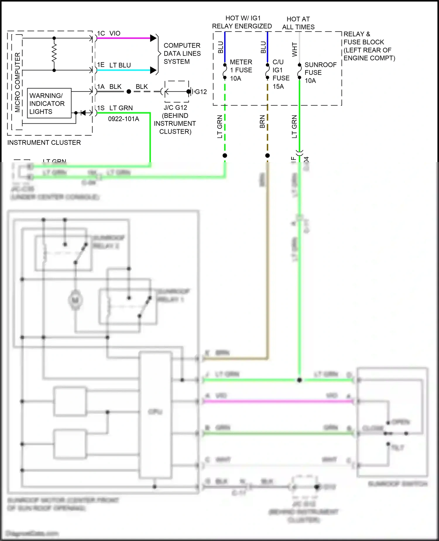 Wiring diagram warning/ indicator lights for Mazda CX-3 I (2015-2018) (8 of 10)
