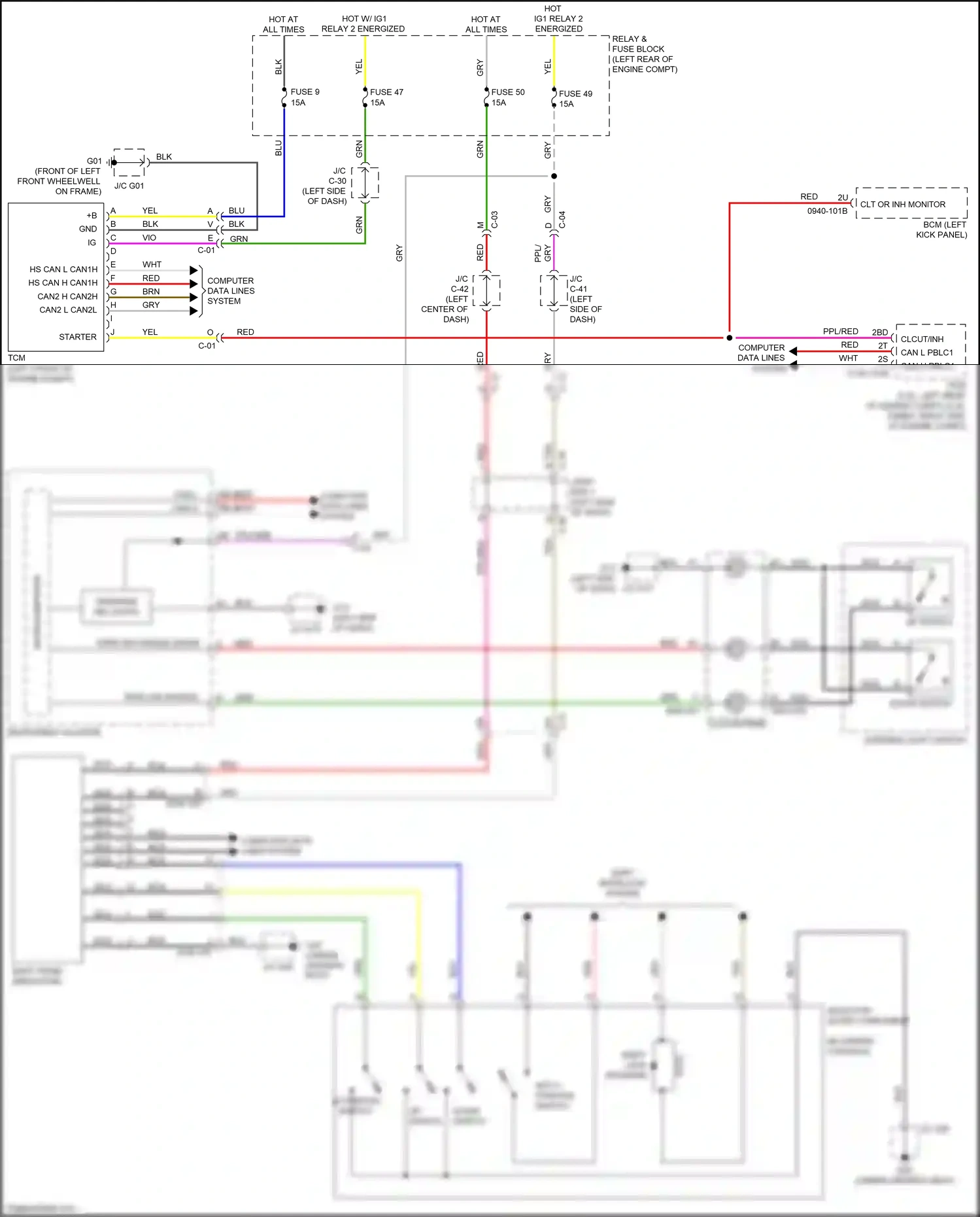 Mazda CX-30 I (2019-2024) shift interlock system wiring diagram  (1 of 3)