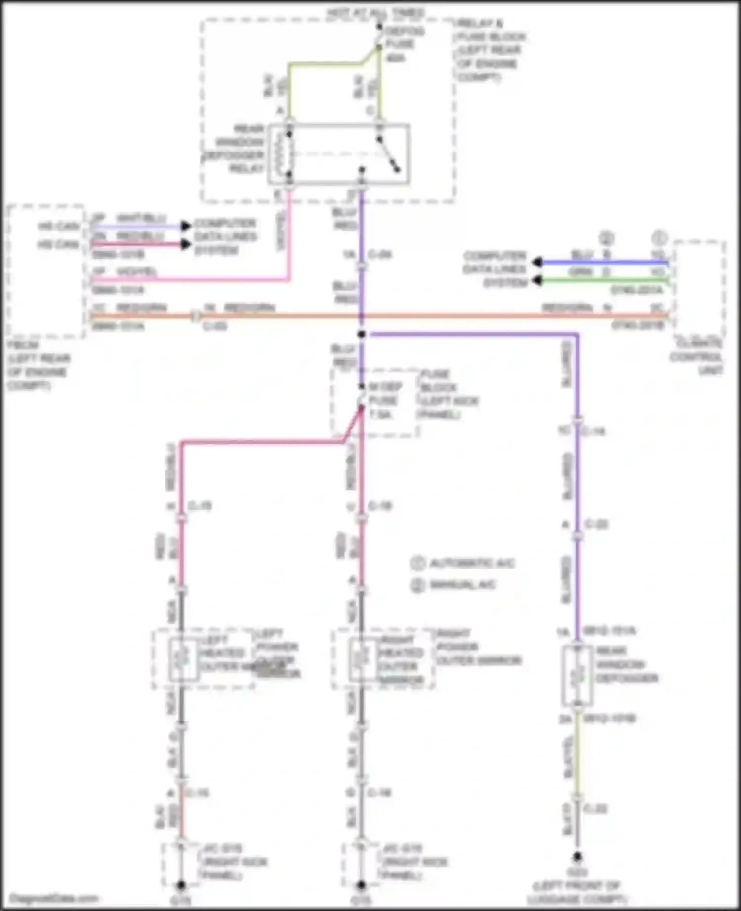 Wiring diagram climate control unit for Mazda CX-5 I facelift (2015-2017) (3 of 5)