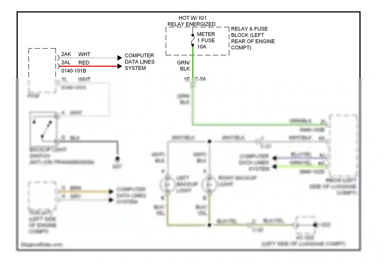 Mazda CX-5 I (2011-2015) left right backup backup light light wiring diagram  (1 of 1)