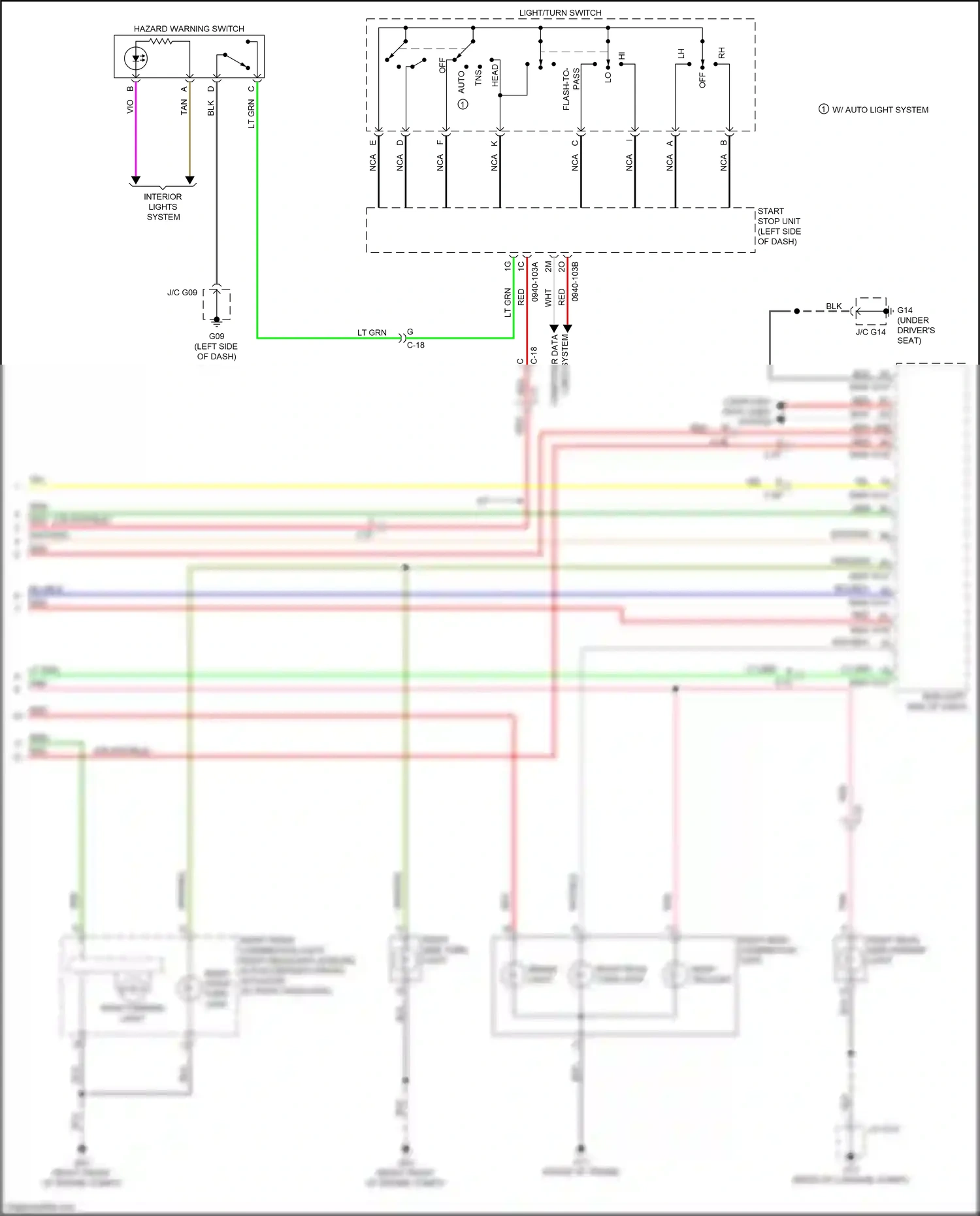 Wiring diagram hazard warning switch for Mazda CX-5 II facelift (2021-2024) (1 of 3)