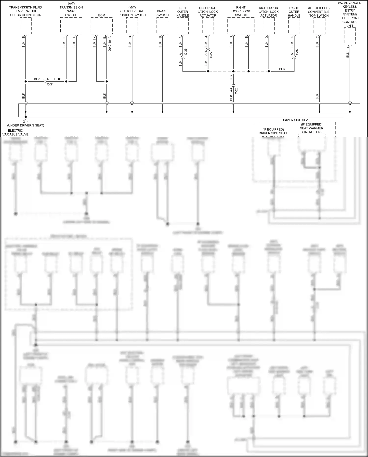 Wiring diagram right outer handle for Mazda CX-5 II facelift (2021-2024) (2 of 3)