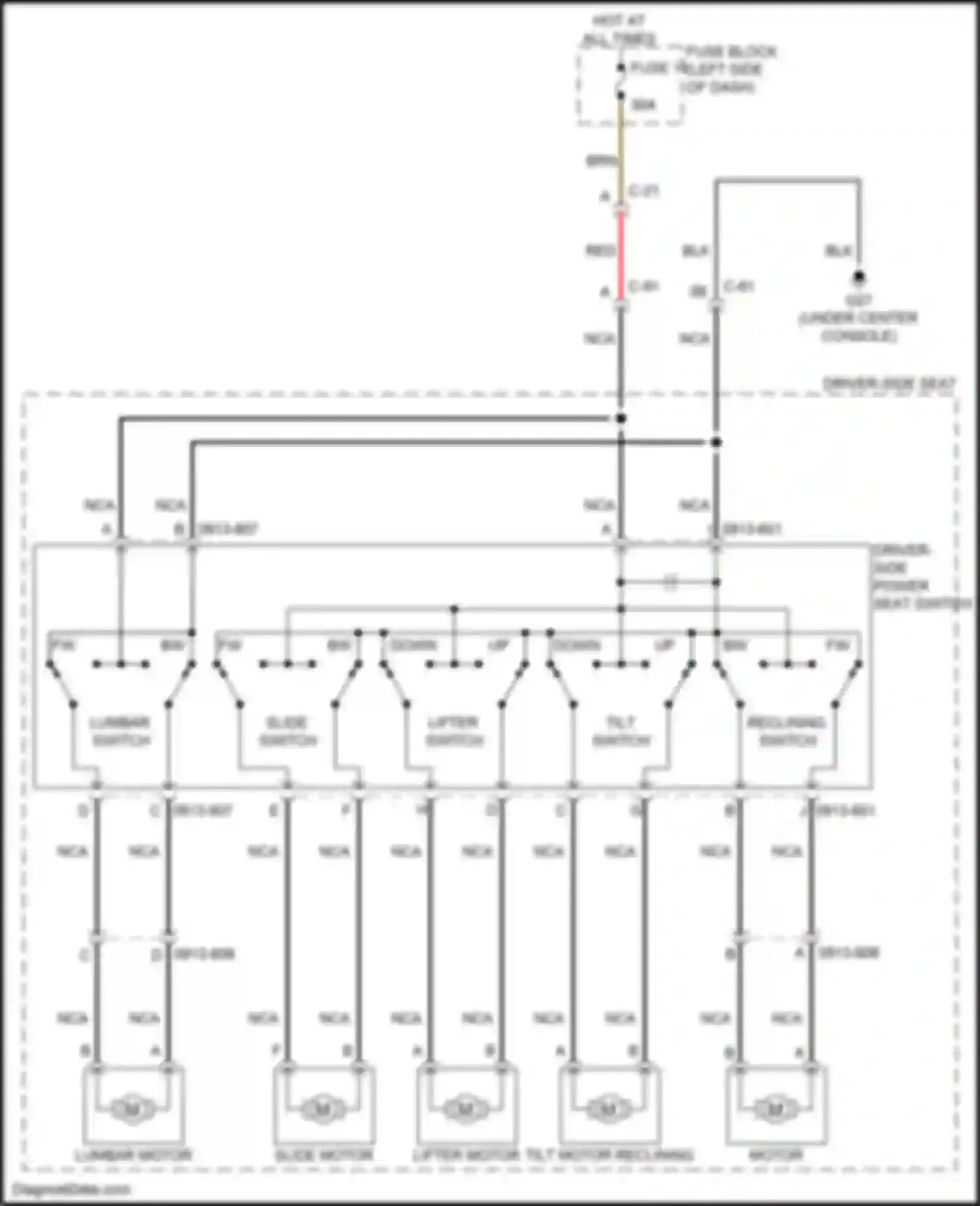Wiring diagram reclining switch for Mazda CX-50 I (2021-2024) (1 of 2)