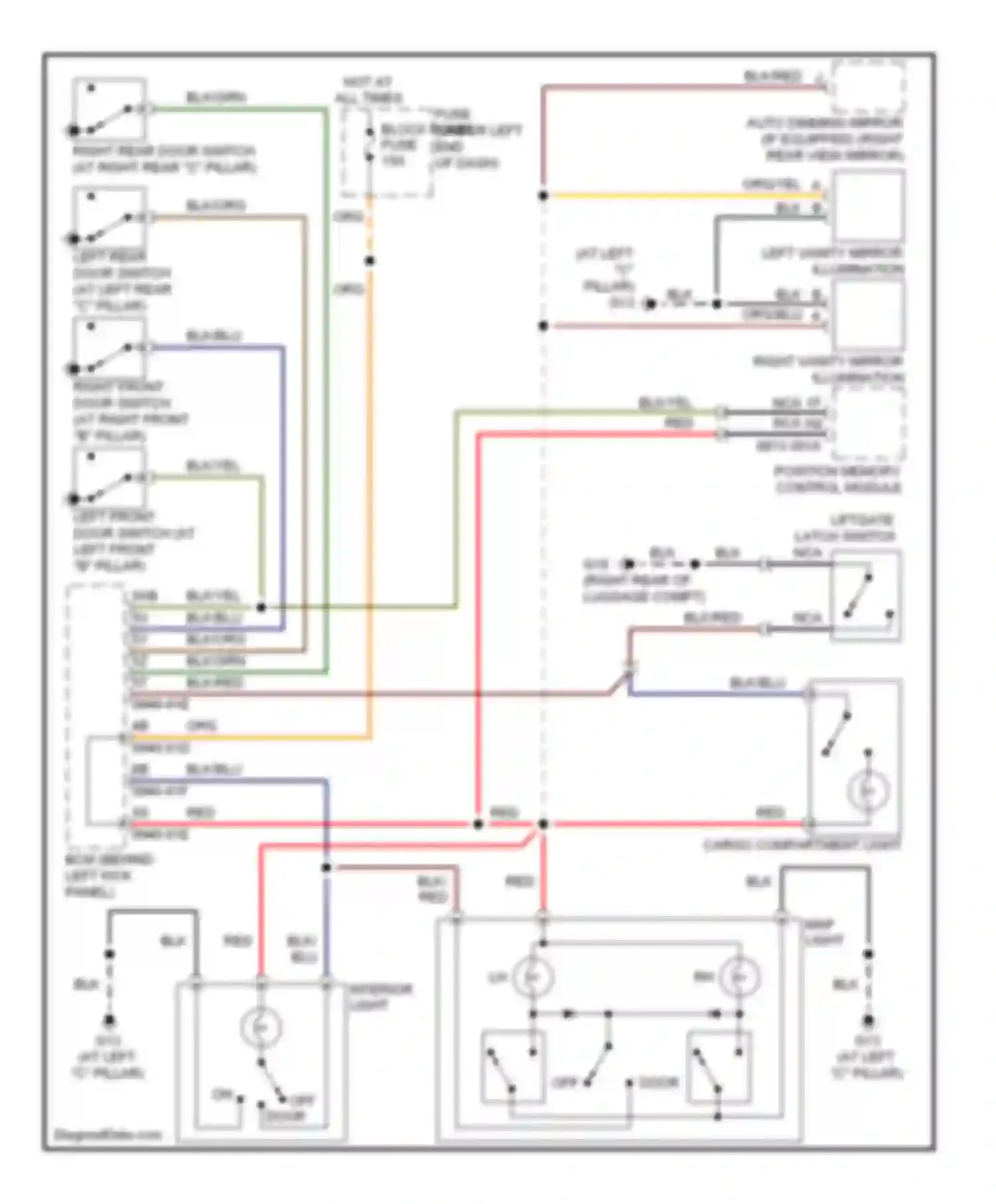 CX-7 Mazda I facelift (2009-2012): Courtesy lamps circuit