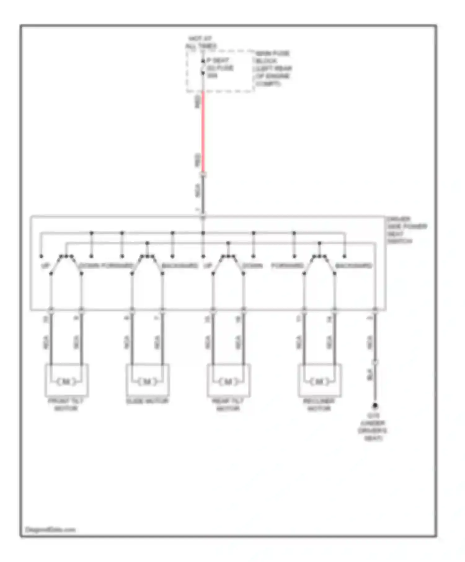 CX-7 Mazda I facelift (2009-2012): Driver power seat circuit
