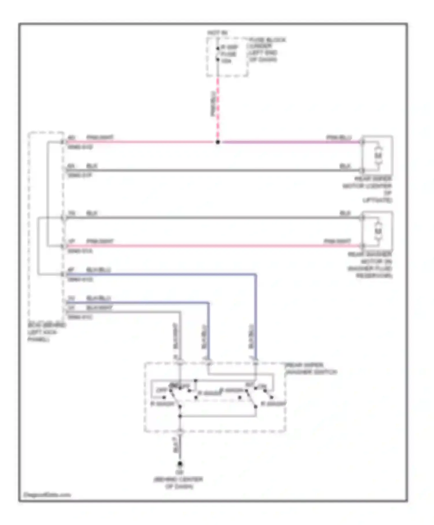 CX-7 Mazda I facelift (2009-2012): Rear wiper/washer circuit