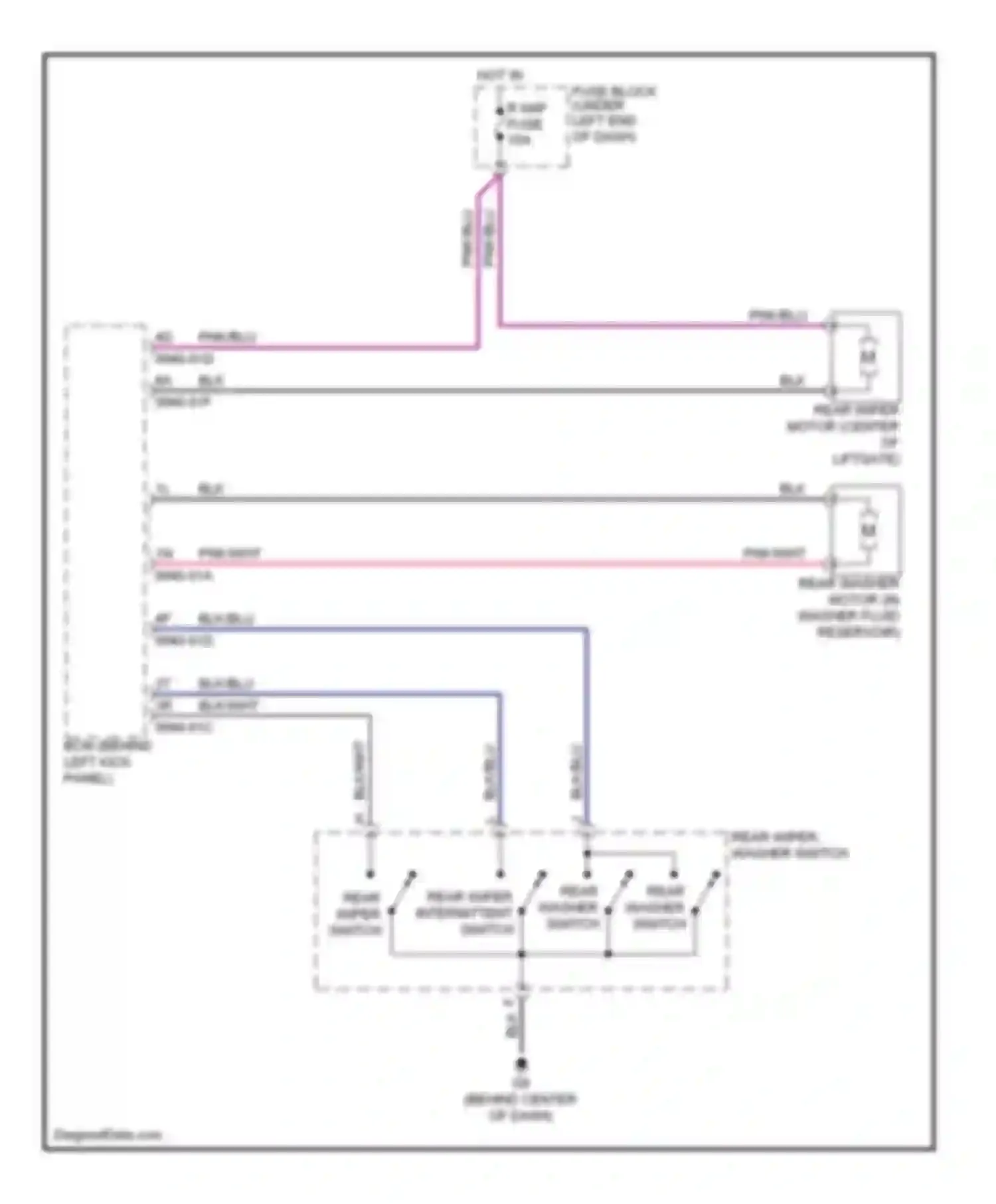 CX-7 Mazda I (2006-2009): Rear wiper/washer circuit
