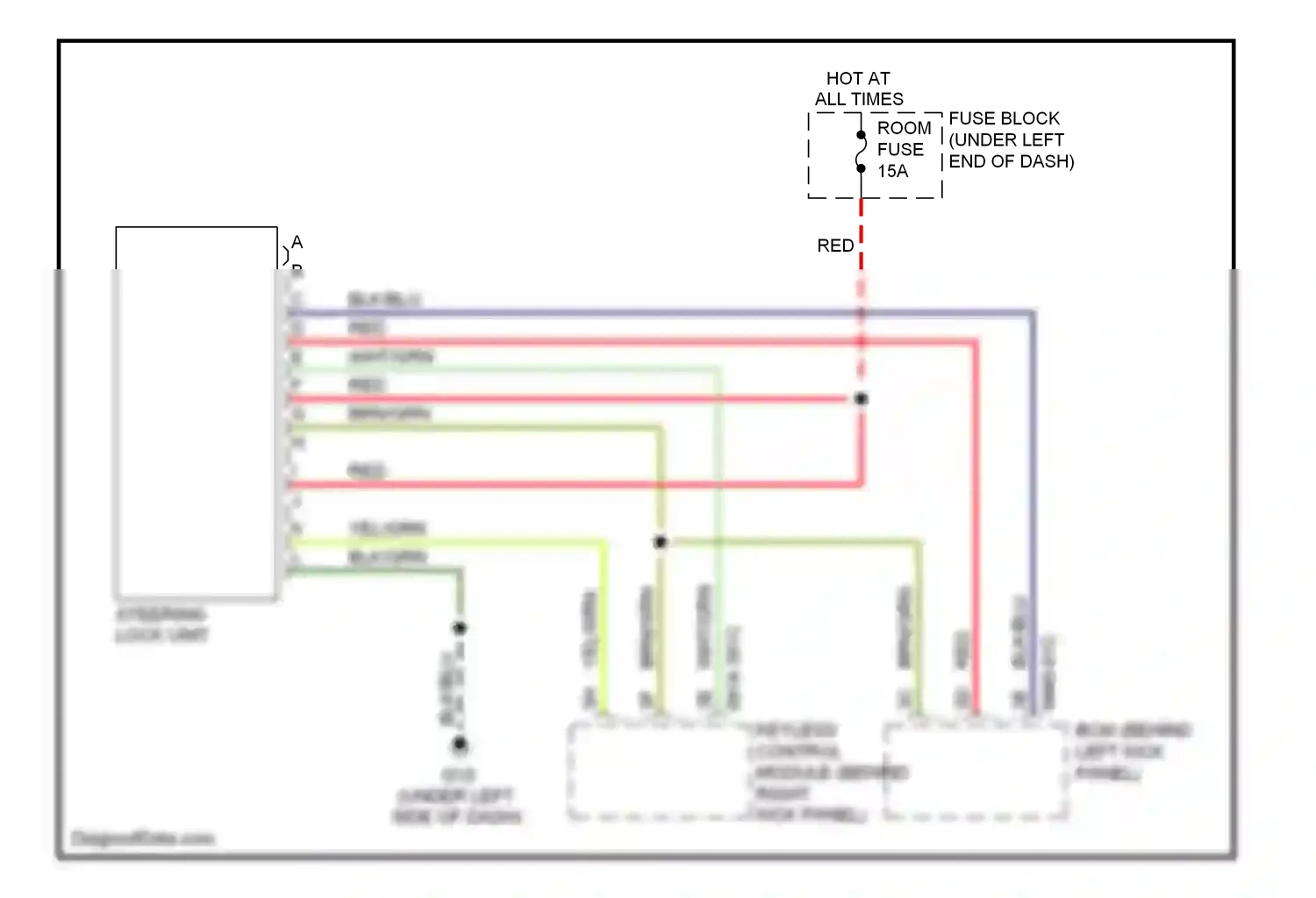 Mazda CX-7 I (2006-2009) keyless control module (behind right kick panel) wiring diagram  (1 of 1)