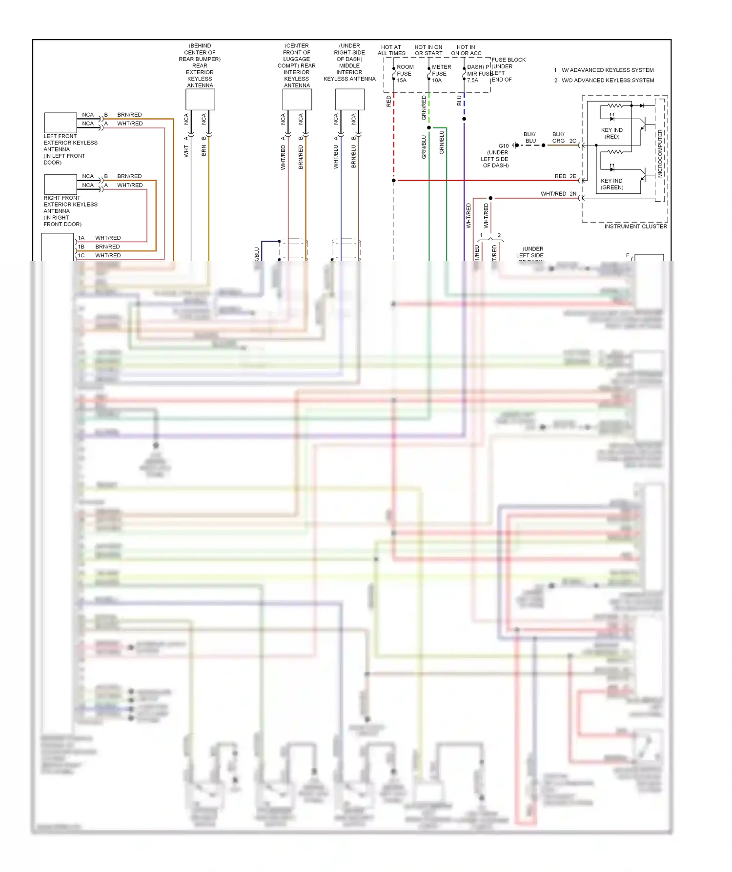 Mazda CX-7 I (2006-2009) keyless control module (w/ advanced keyless system) (behind right kick panel) wiring diagram  (5 of 5)