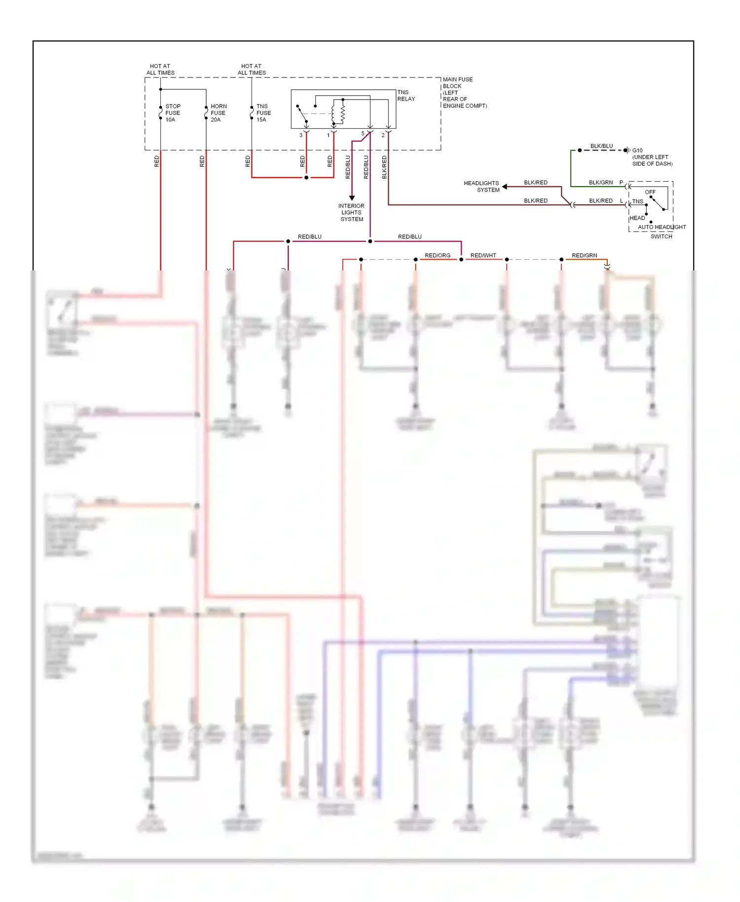 Mazda CX-7 I (2006-2009) keyless control module (w/ advanced keyless system) (behind right kick panel) wiring diagram  (3 of 5)
