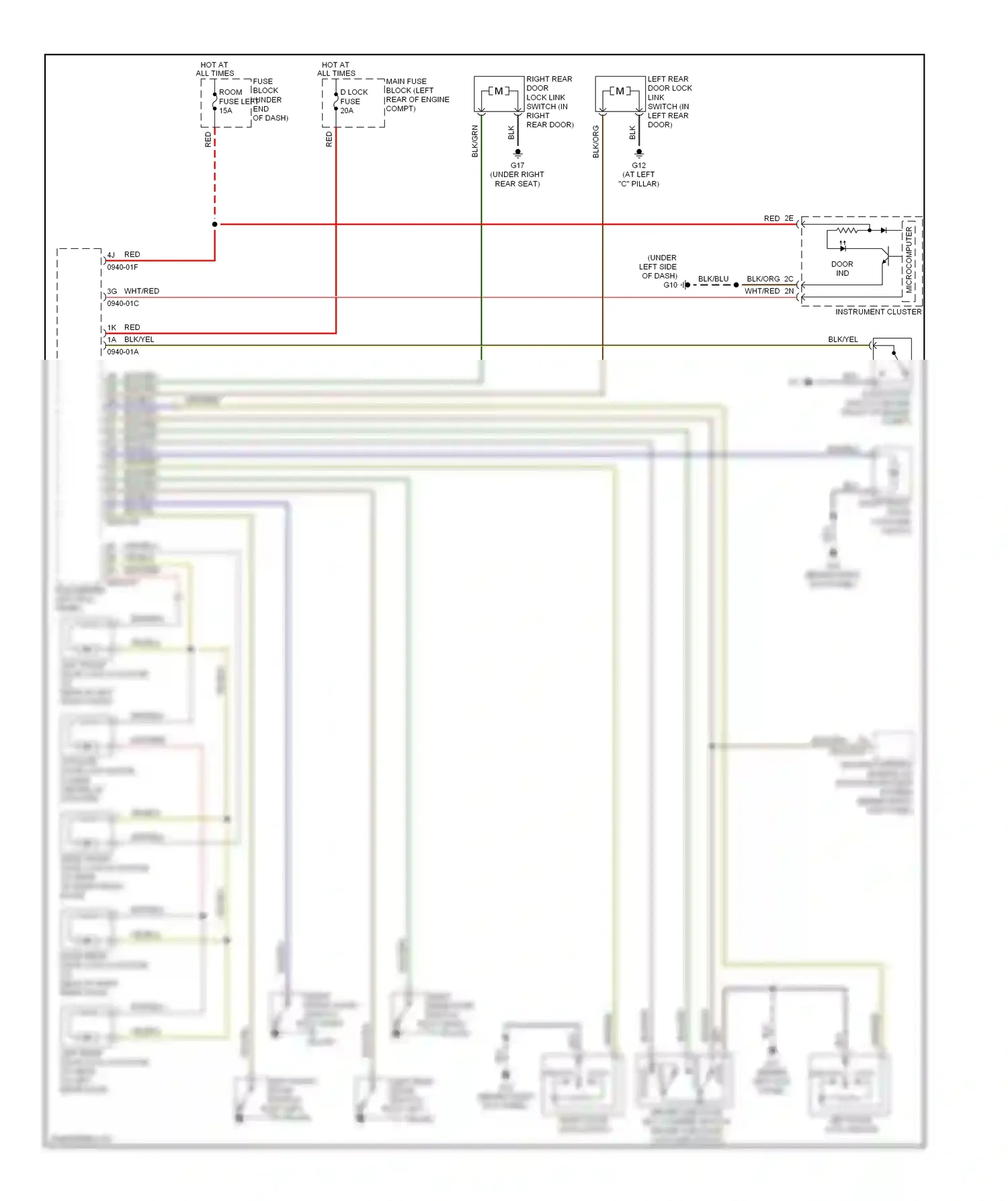 Mazda CX-7 I (2006-2009) keyless control module (w/ advanced keyless system) (behind right kick panel) wiring diagram  (2 of 5)