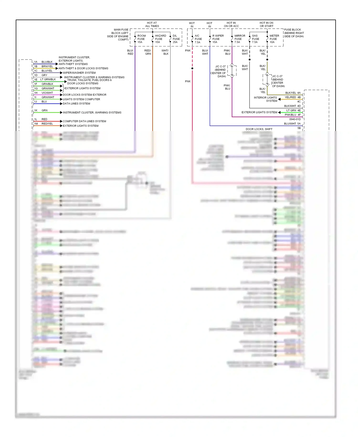 Mazda CX-9 I facelift (2012-2016) computer data lines system exterior lights system wiring diagram  (1 of 1)