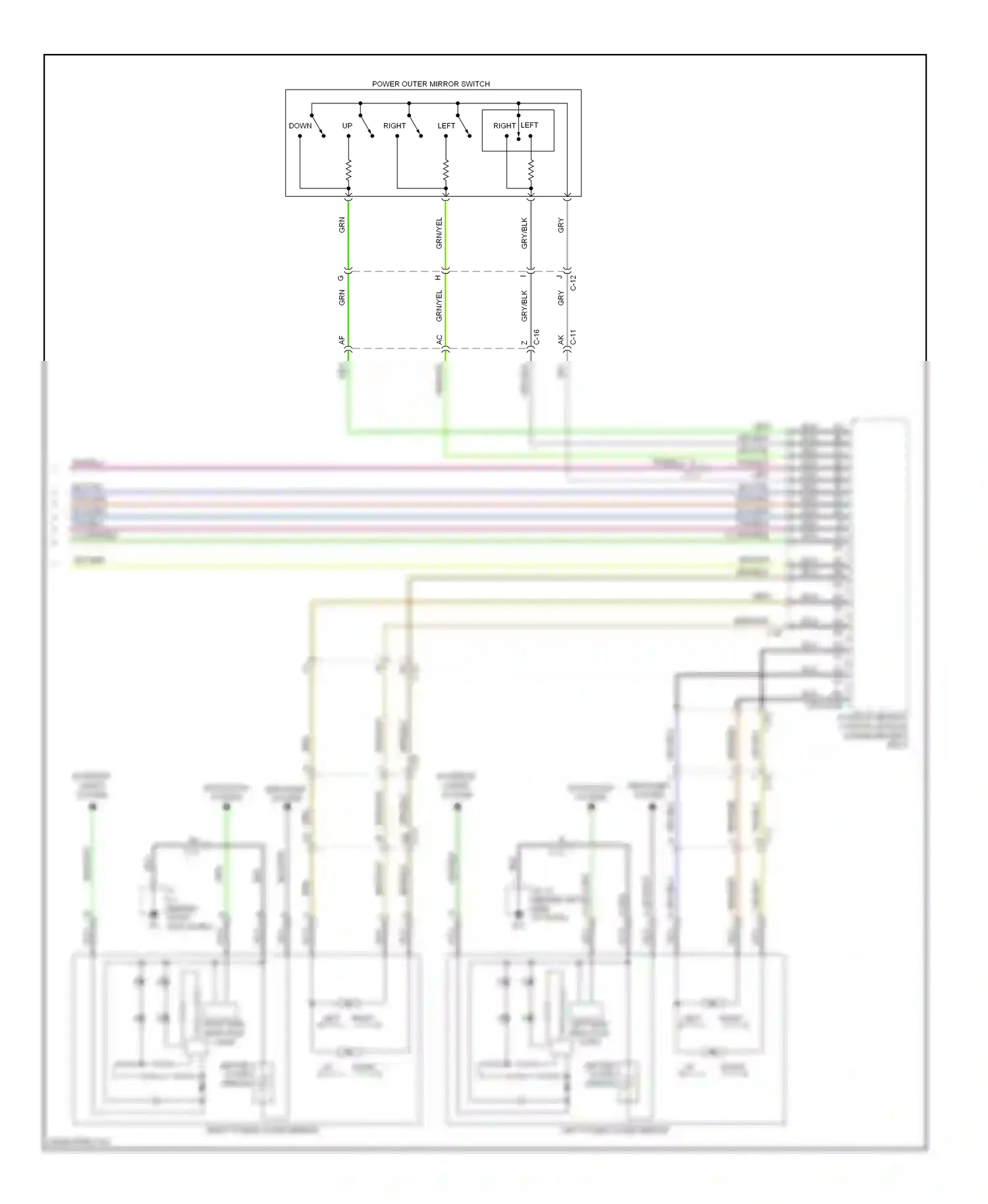 Mazda CX-9 I facelift (2012-2016) power outer mirror switch wiring diagram  (1 of 2)