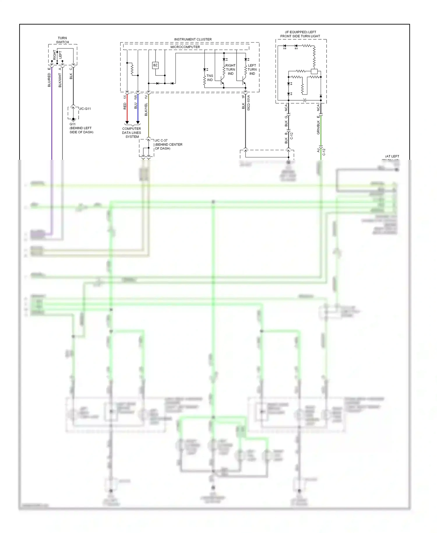 Mazda CX-9 I facelift (2012-2016) turn switch wiring diagram  (1 of 1)